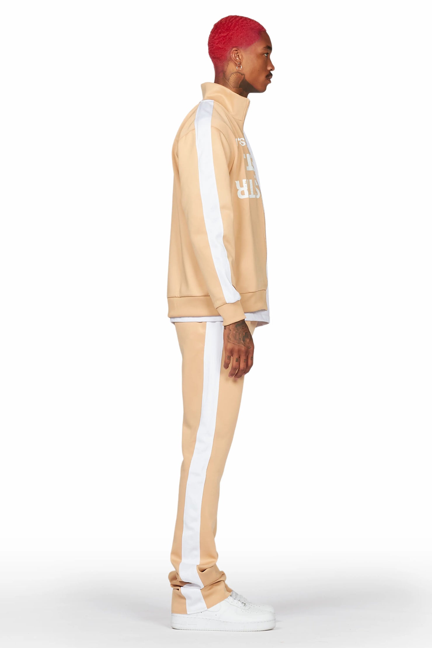 Dist. Town Beige Tricot Stacked Flare Track Set