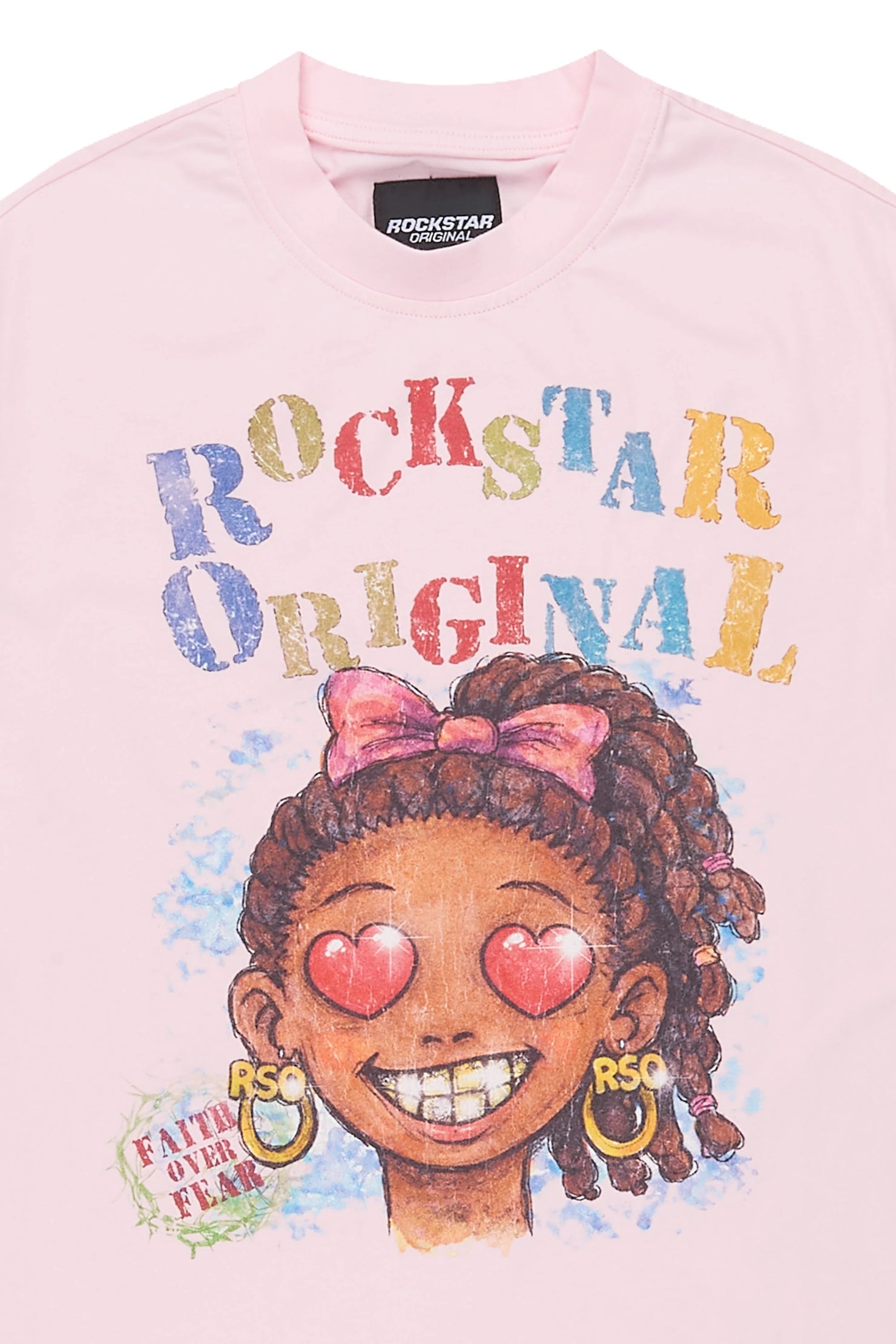 Girls Jaggy Light Pink Graphic T-Shirt
