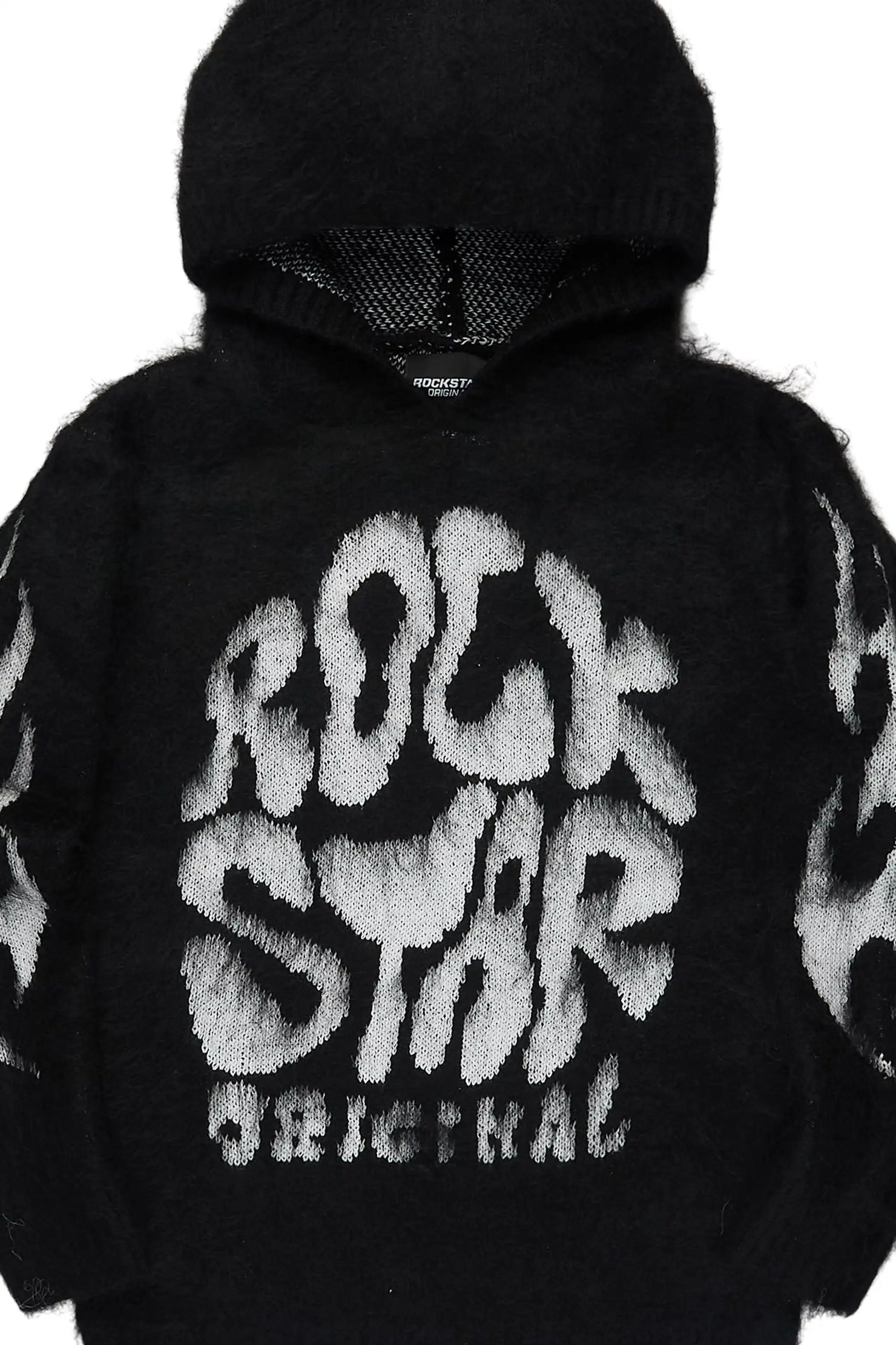 Boys Hakon Black Graphic Knitted Hoodie