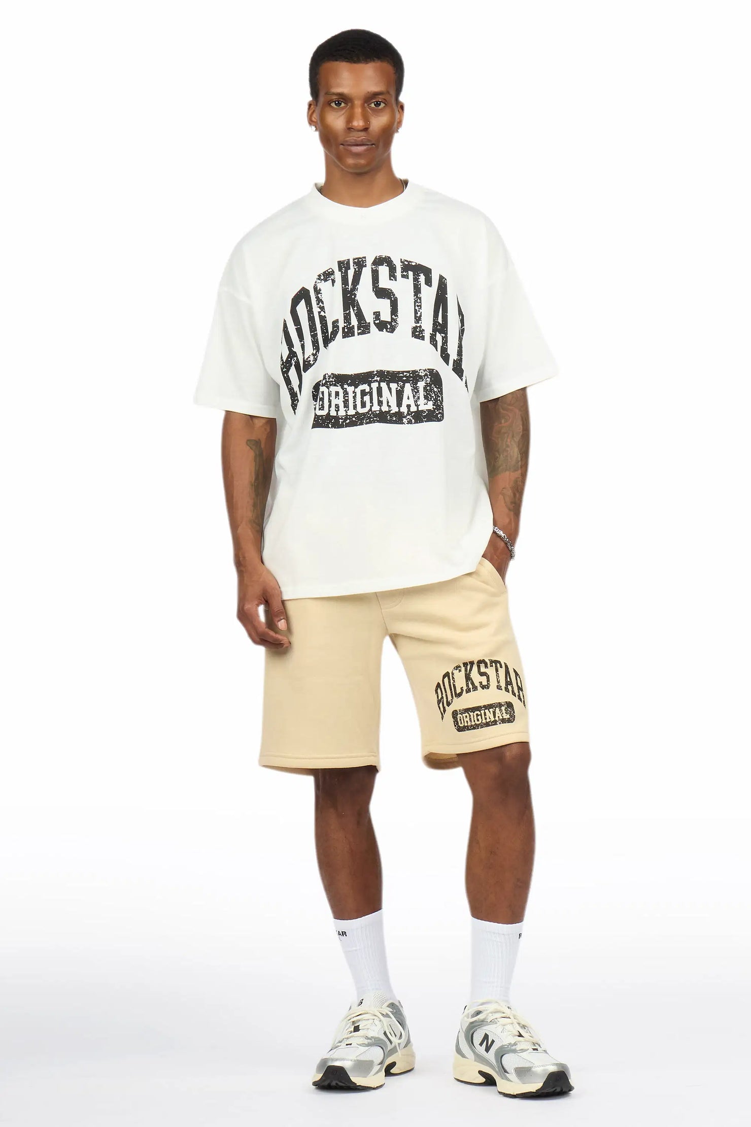 Zig White/Beige T-Shirt/Short Set