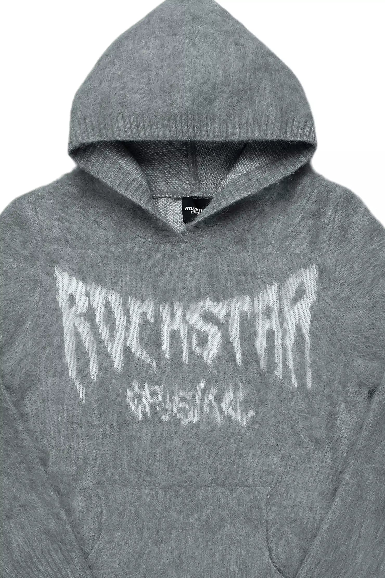 Andros Grey Graphic Knitted Hoodie