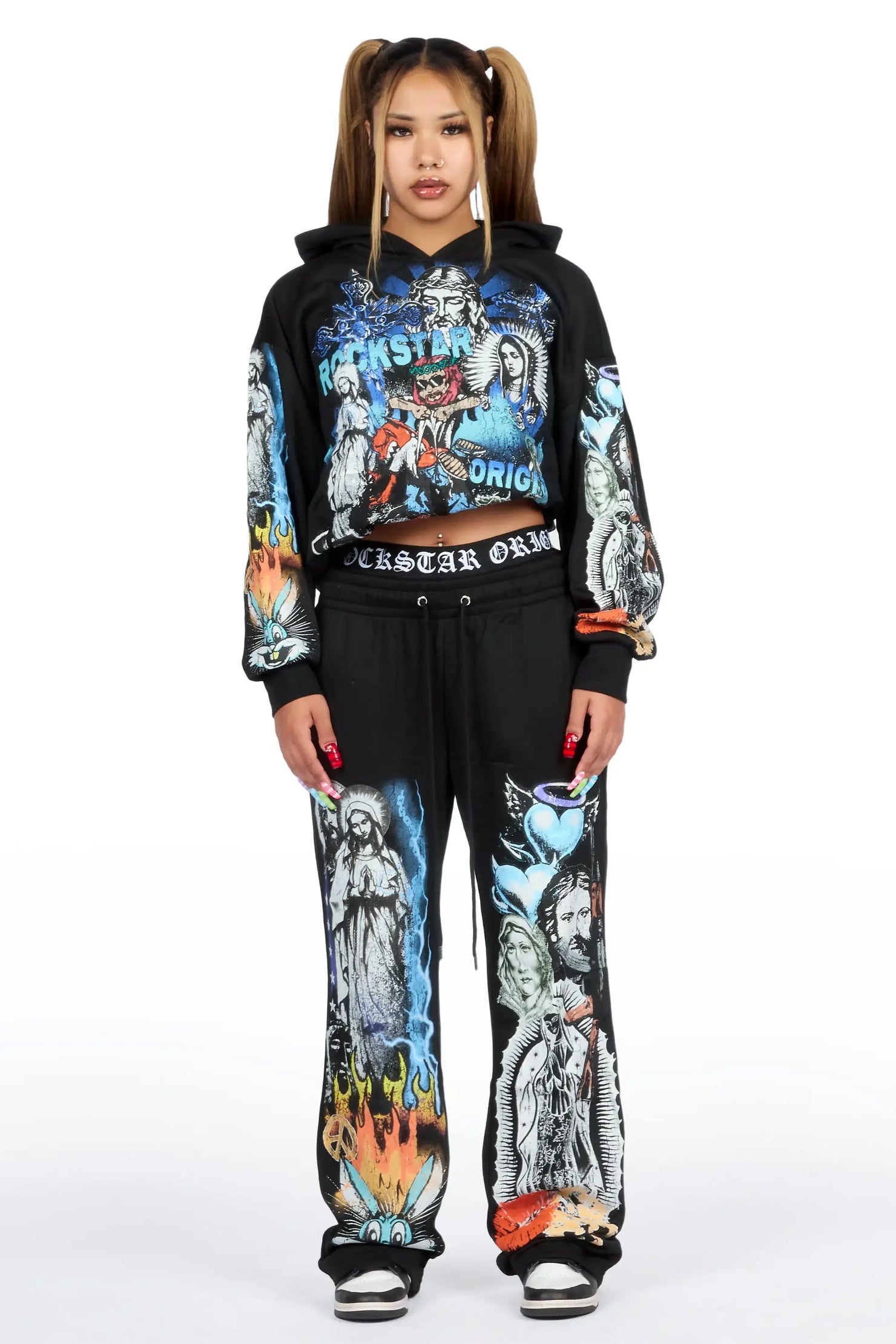 Obscura Black Graphic Baggy Fit Track Set