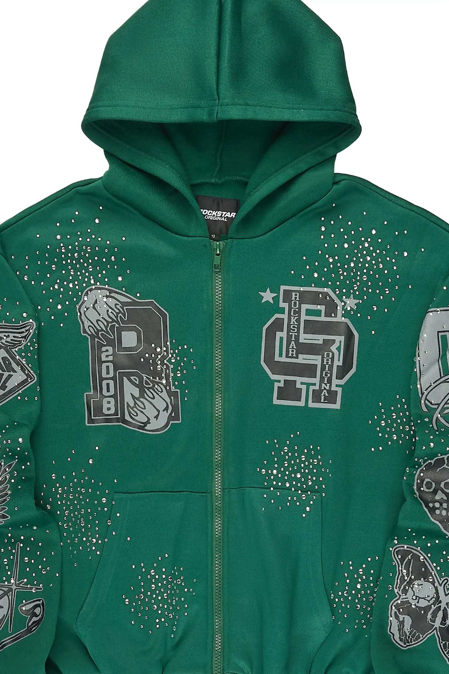 Boys Igor Green/Black Rhinestone Zip Up Hoodie