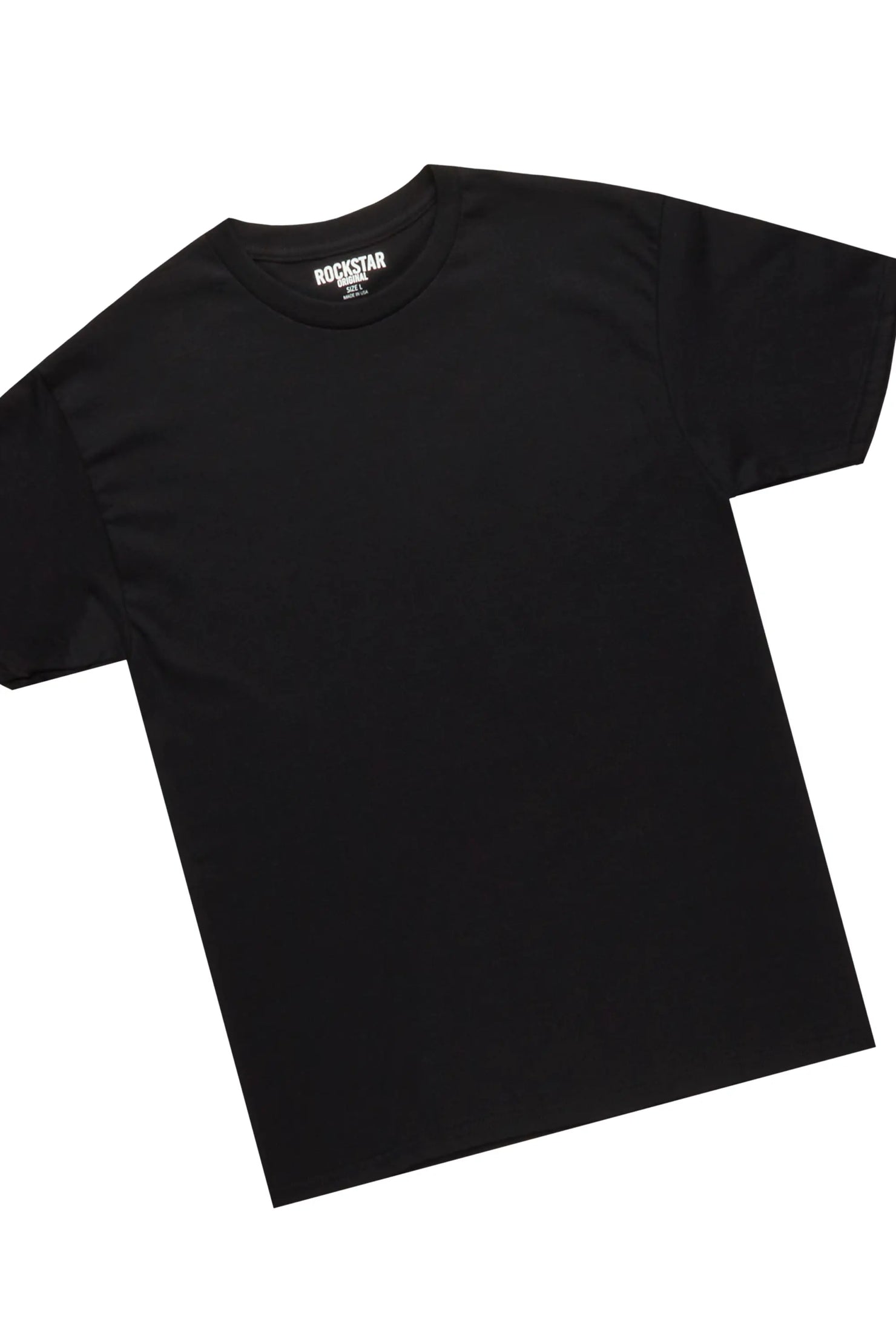 Basic Black Oversized T-Shirt/Stacked Track Pant Set