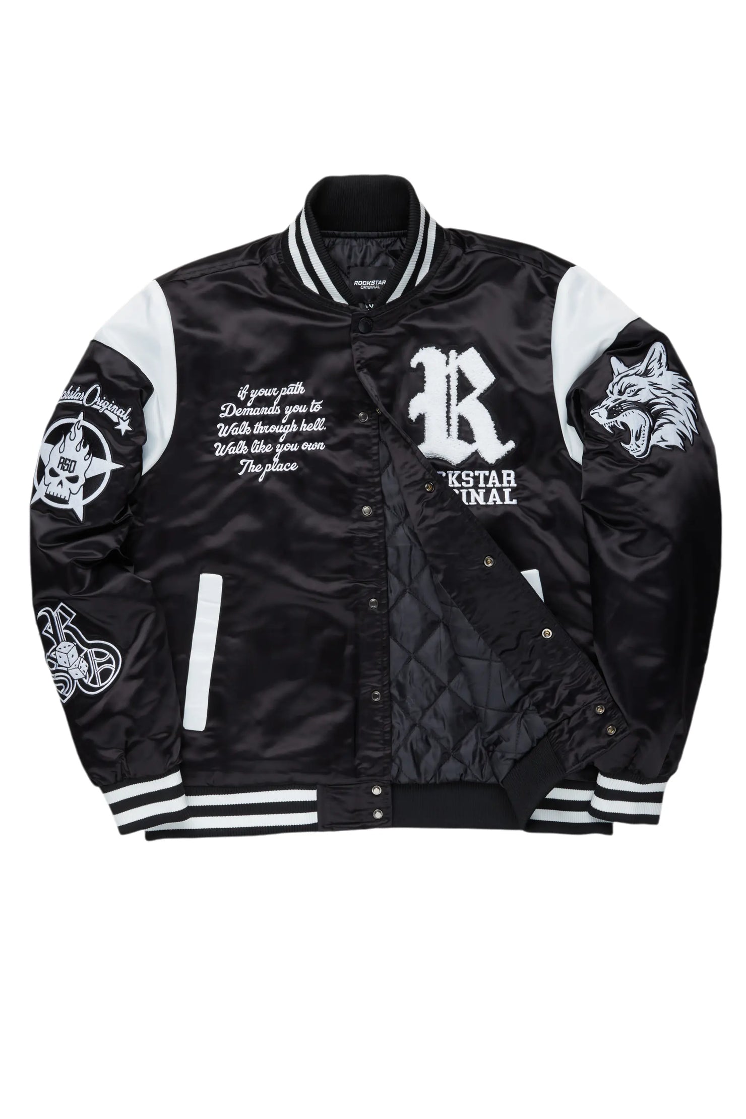Sosa Black Satin Varsity Jacket