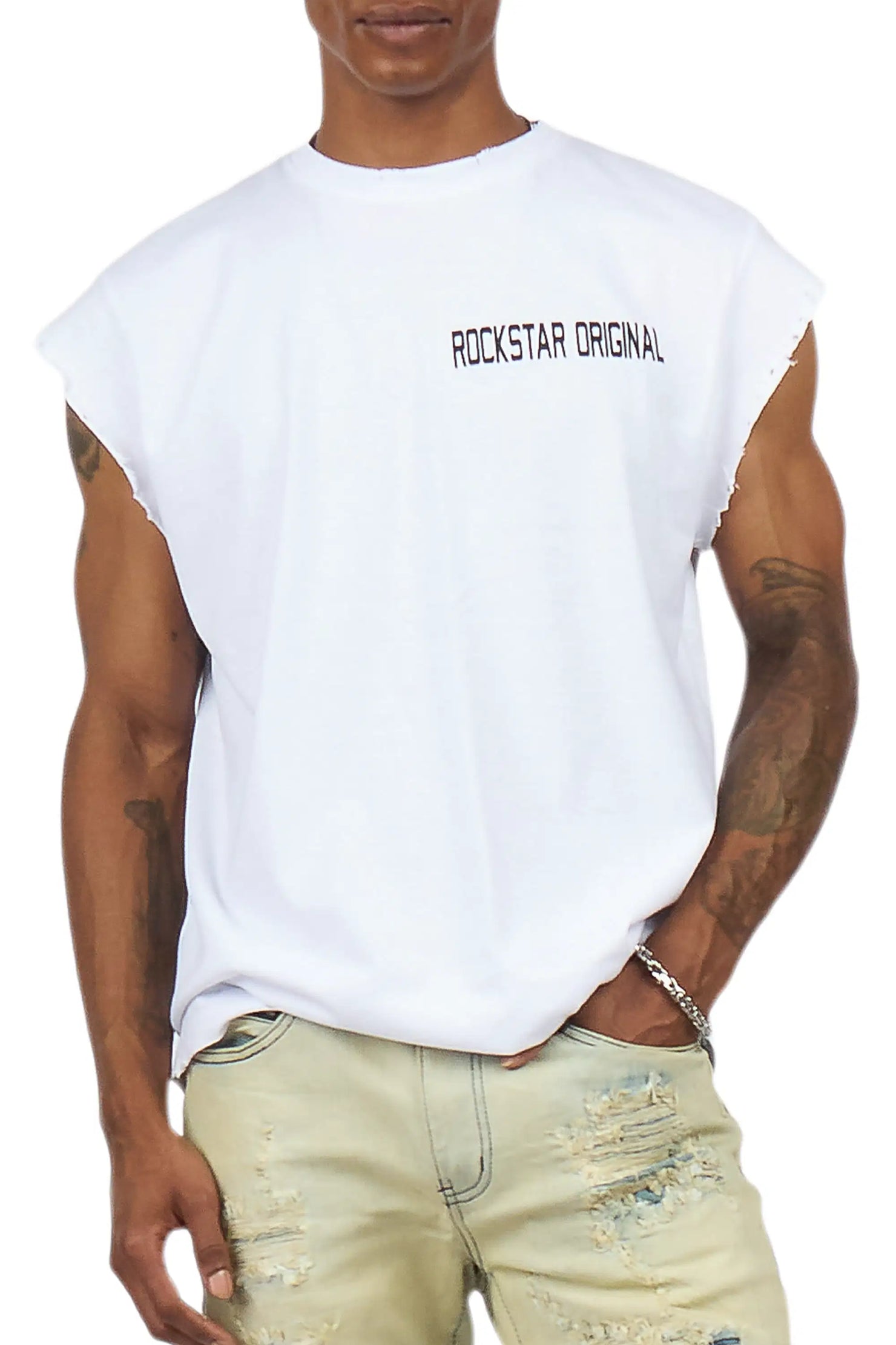 Corven White Cut Off T-Shirt