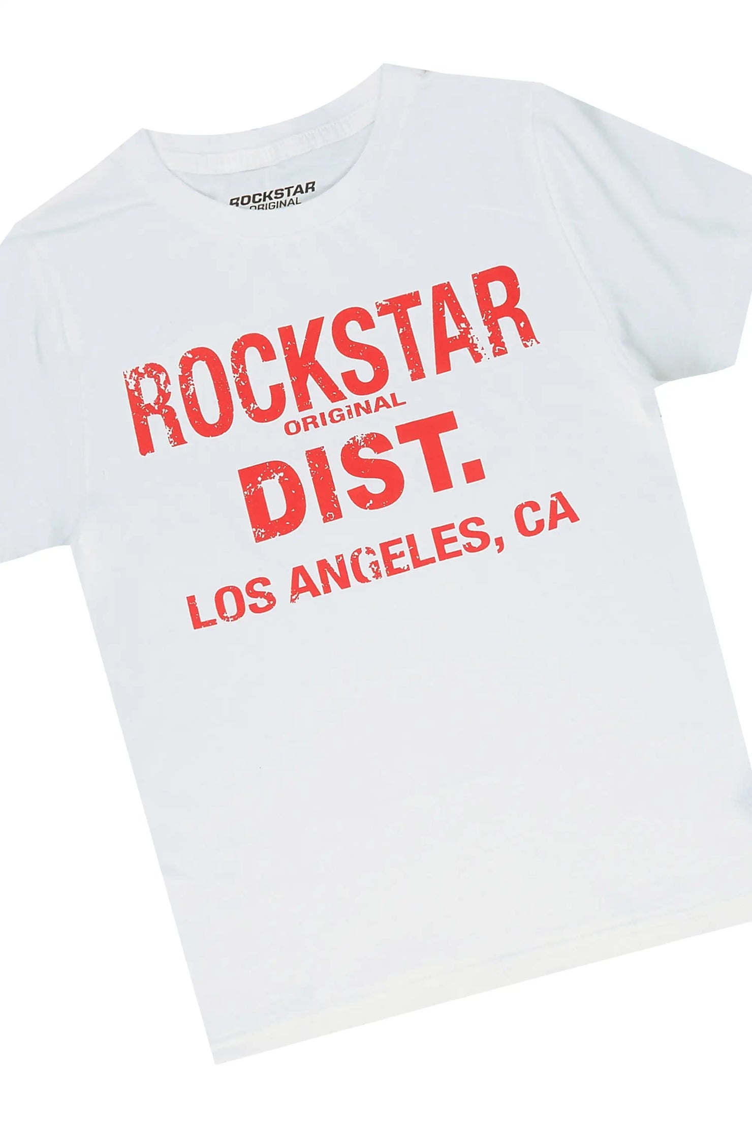 Boys Korrit White/Red T-Shirt Stacked Pant Set