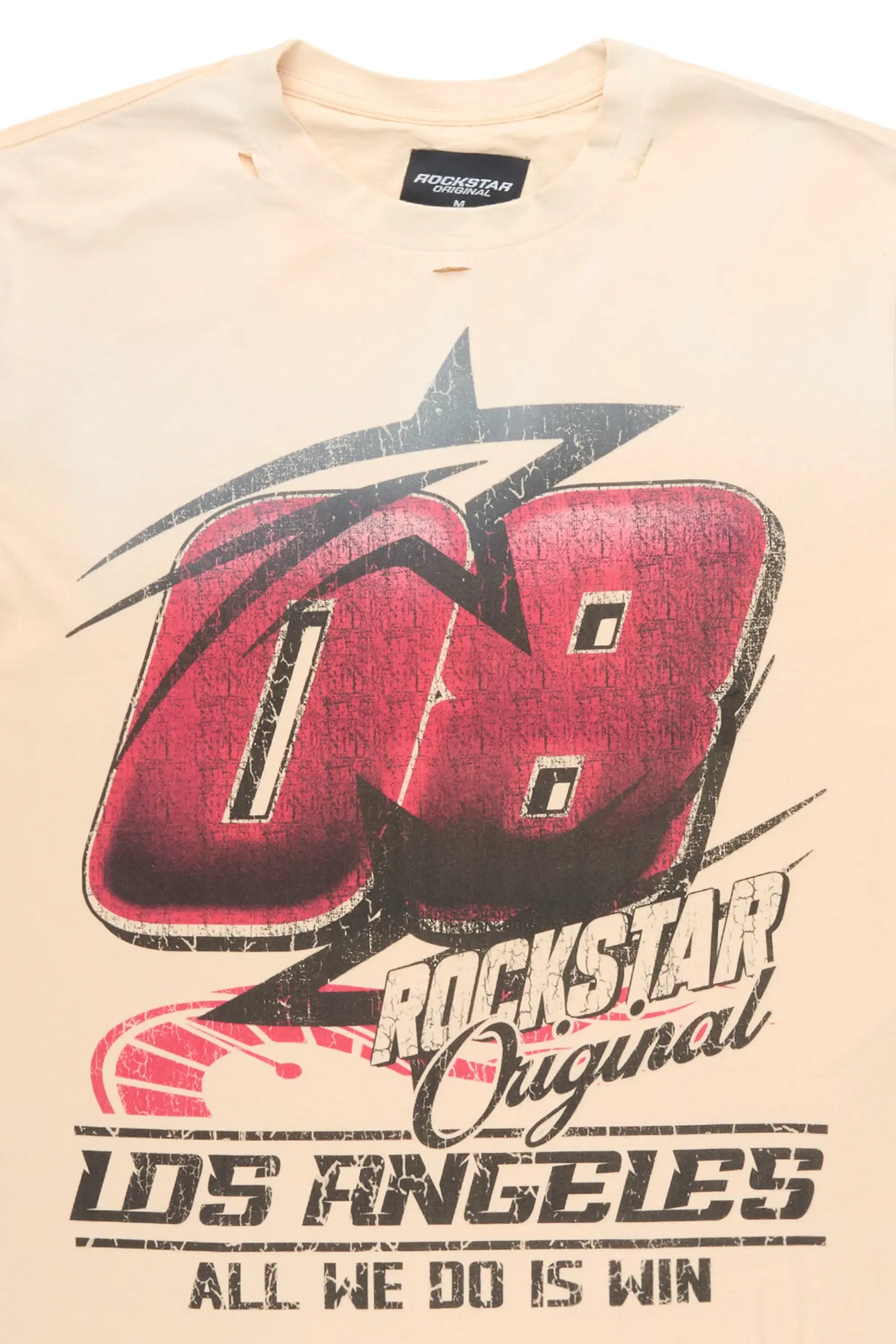 Kastell Sand Oversized Distressed Graphic T-Shirt