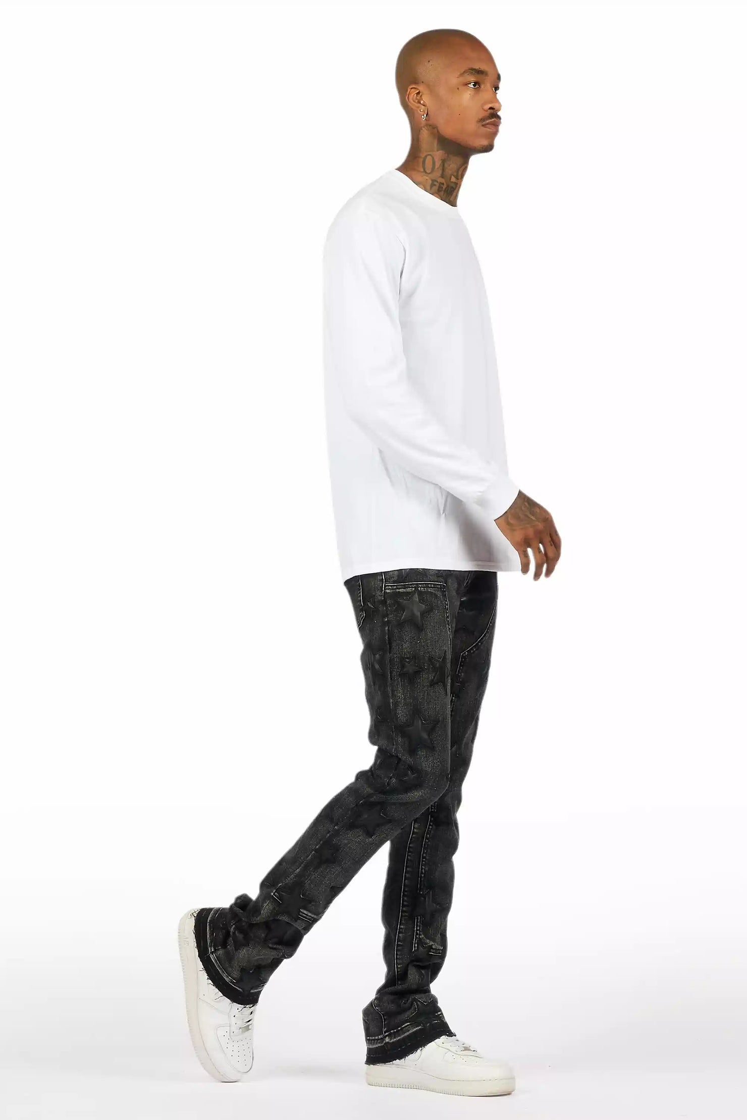 Starship Dark Grey/Black Stacked Flare Jean