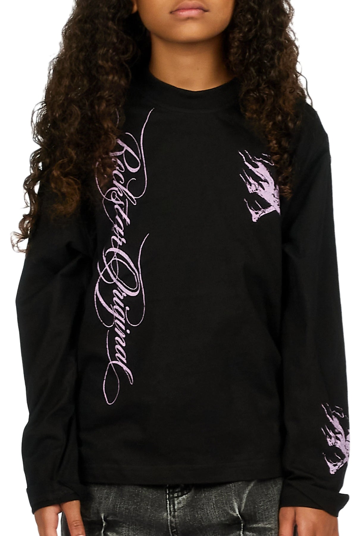 Girls Cabain Black/Pink Long Sleeve Graphic T-Shirt