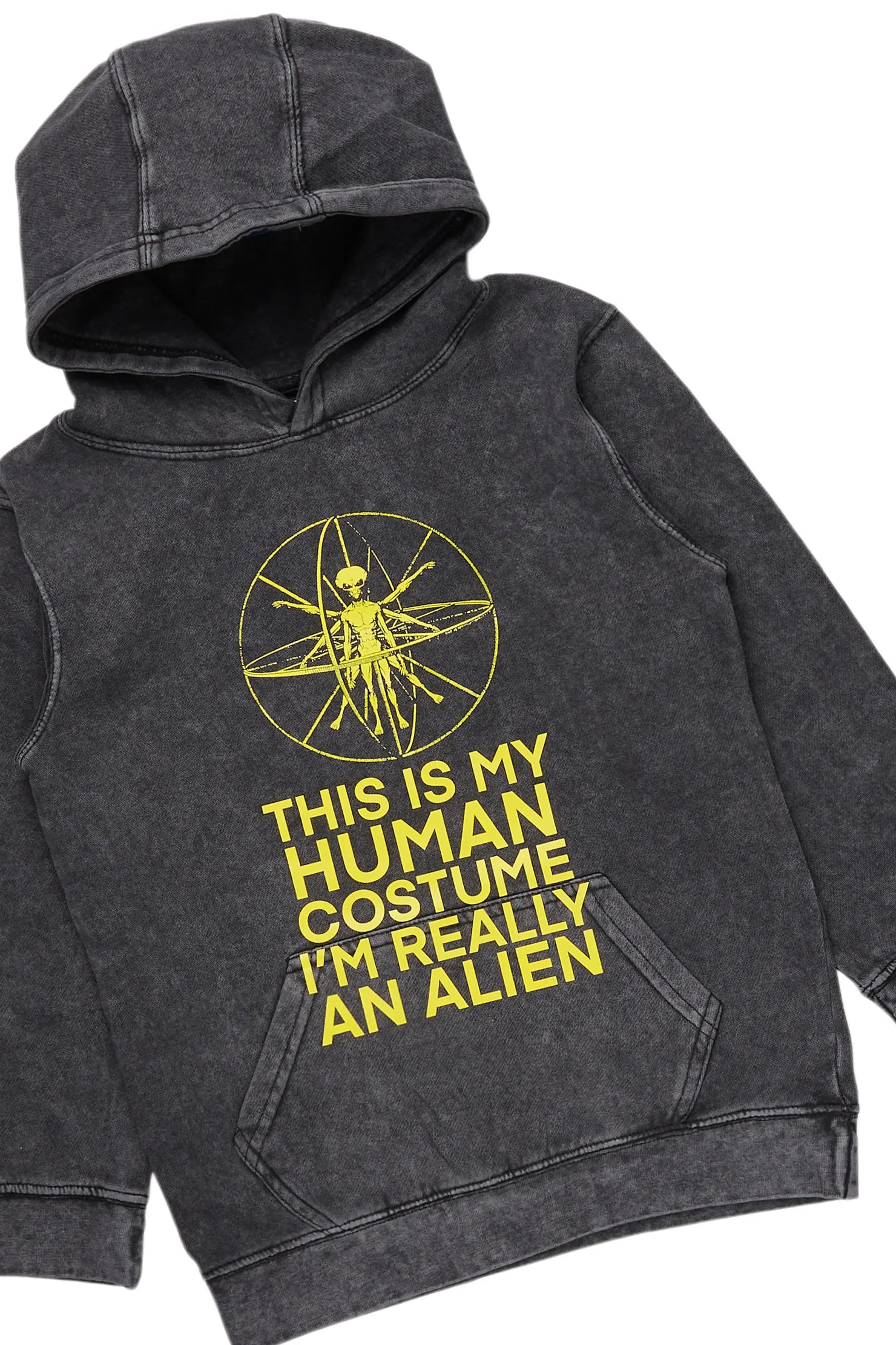 Boys Benito Vintage Black Hoodie/Baggy Fit Jean Set