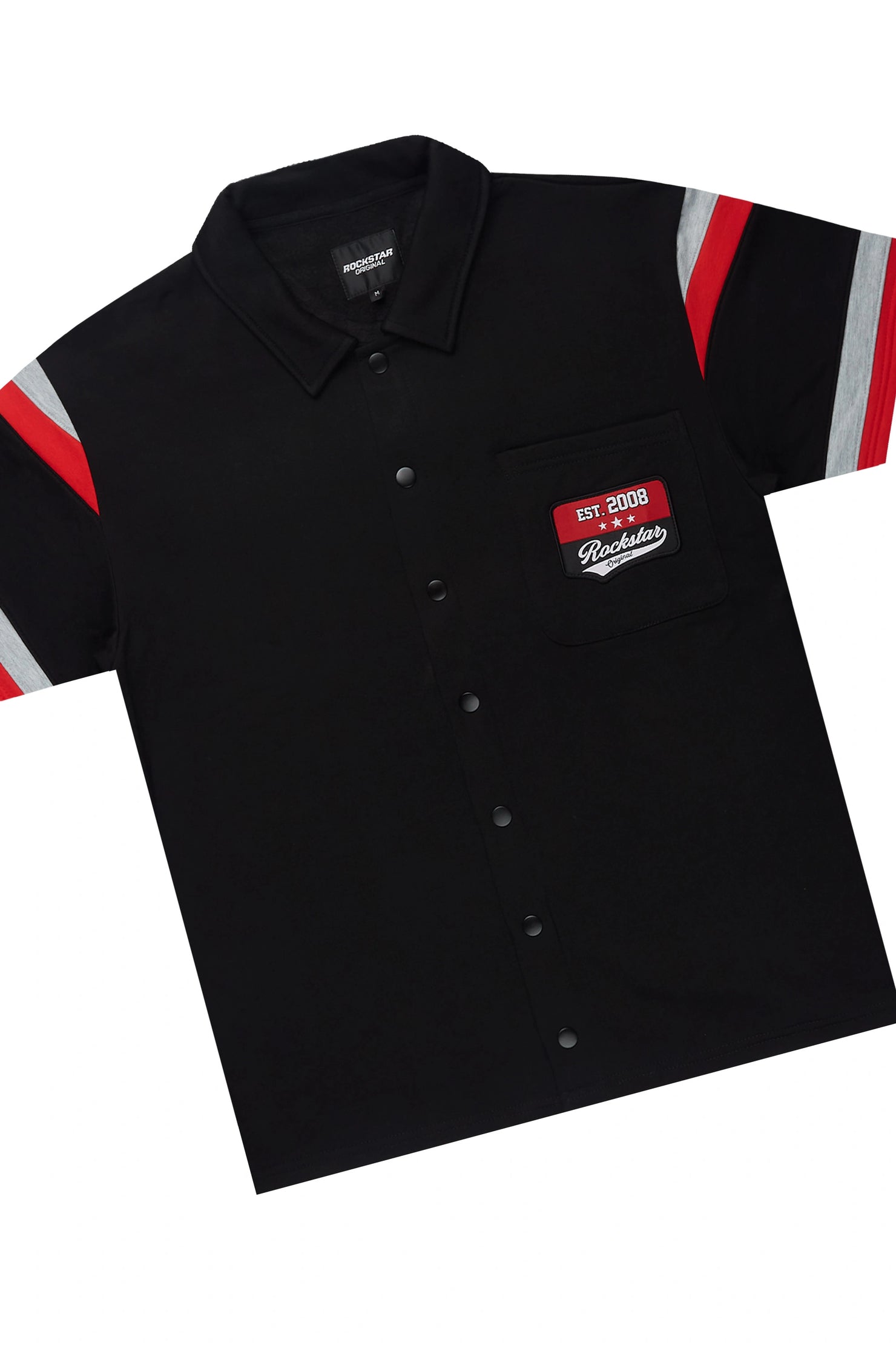 Zavid Black Button Up T-Shirt/Short Set