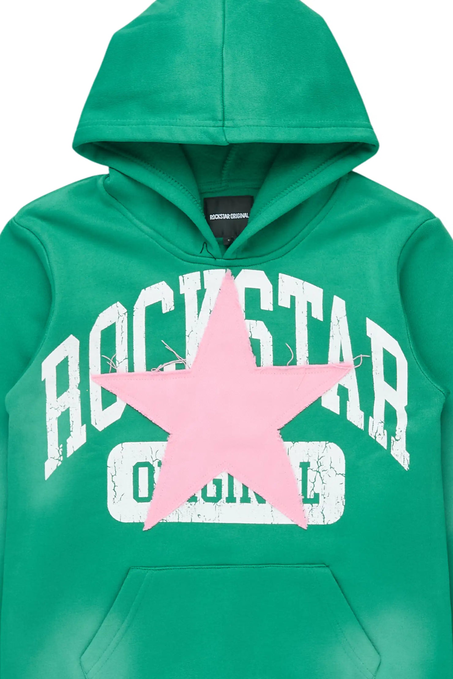 Girls Danika Green/Pink Graphic Hoodie with Patch