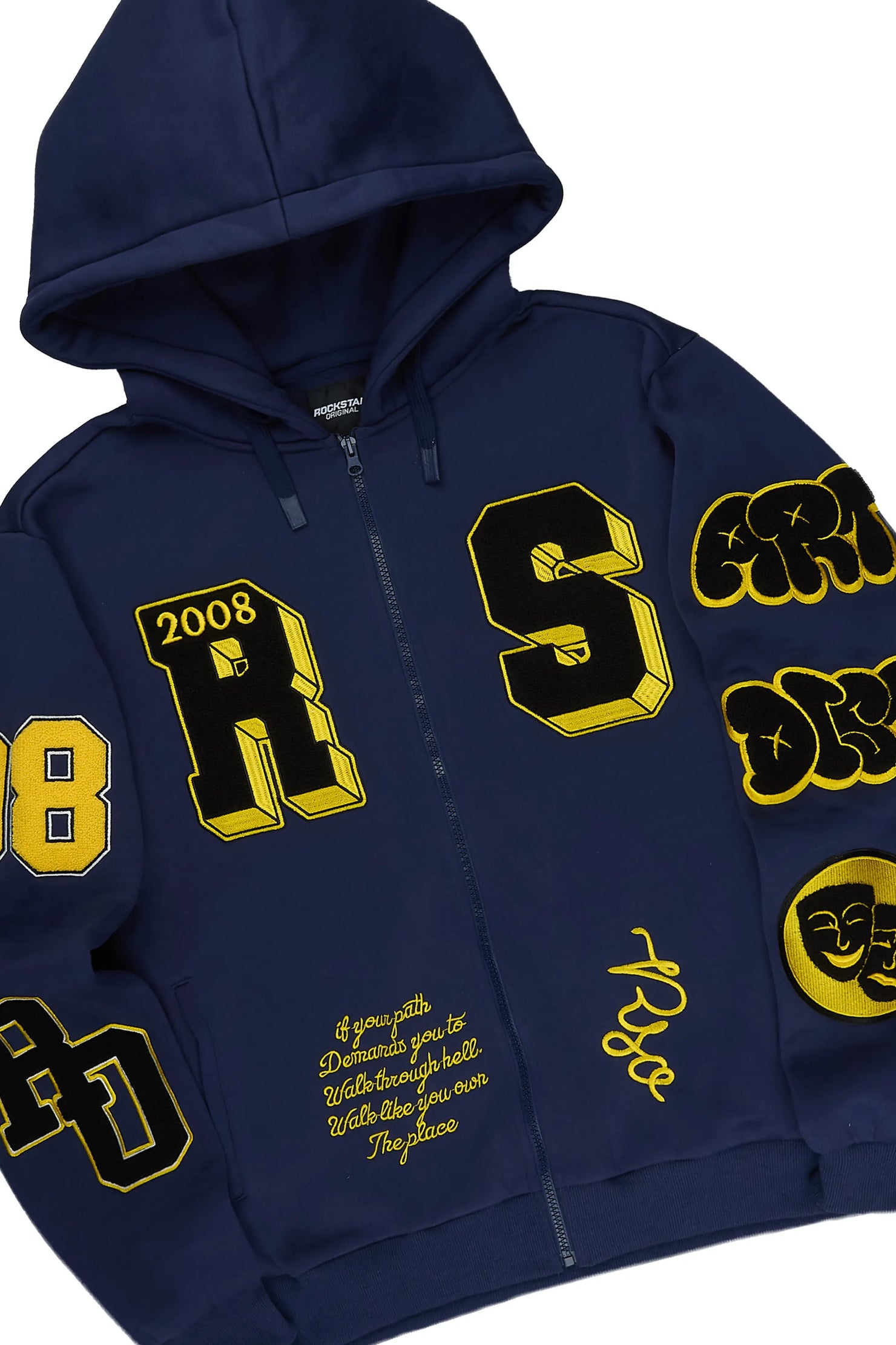 Leslaw Navy Zip Up Hoodie Stacked Track Set