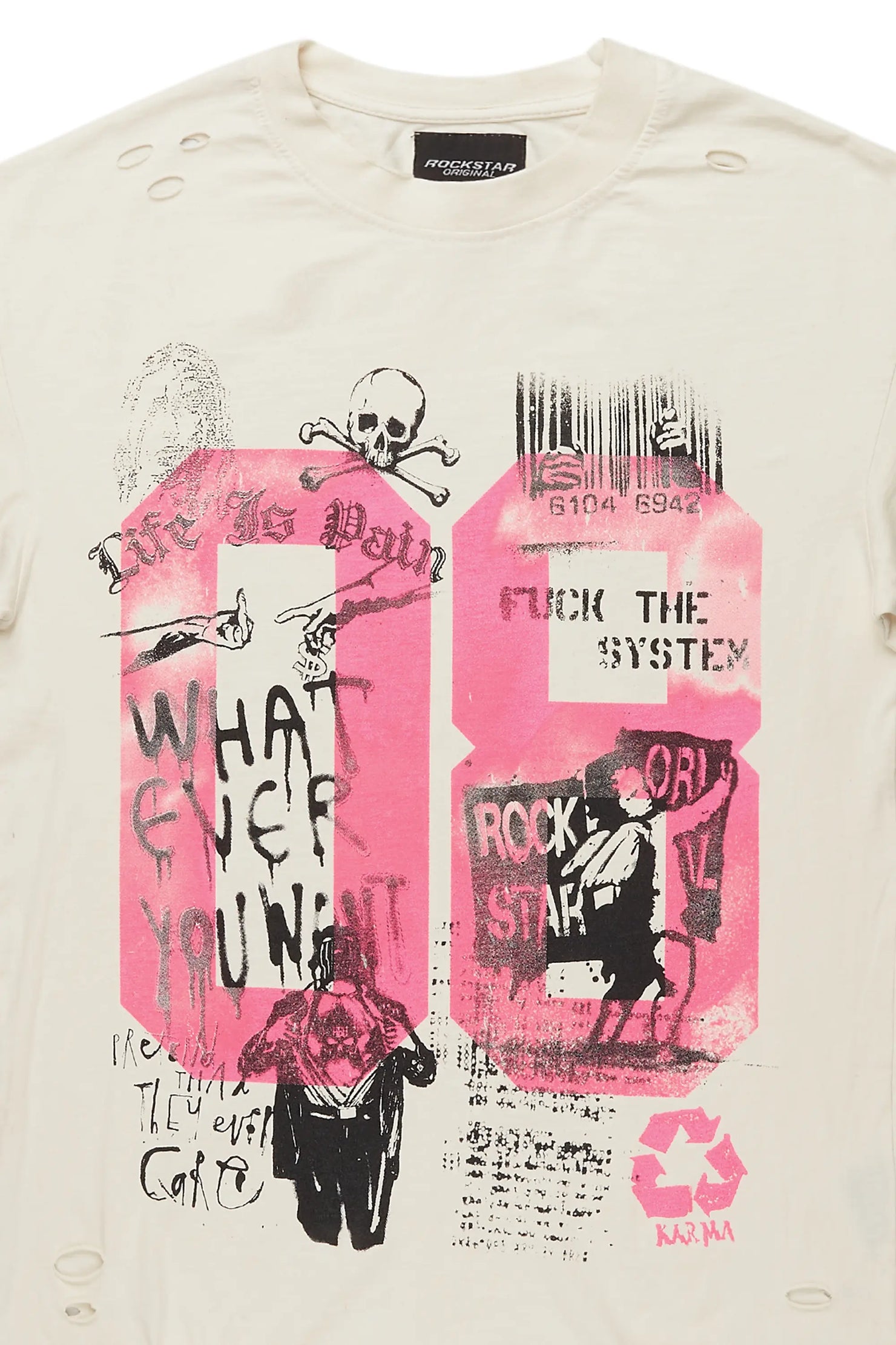 Grill Beige/Pink Graphic Oversized T-Shirt