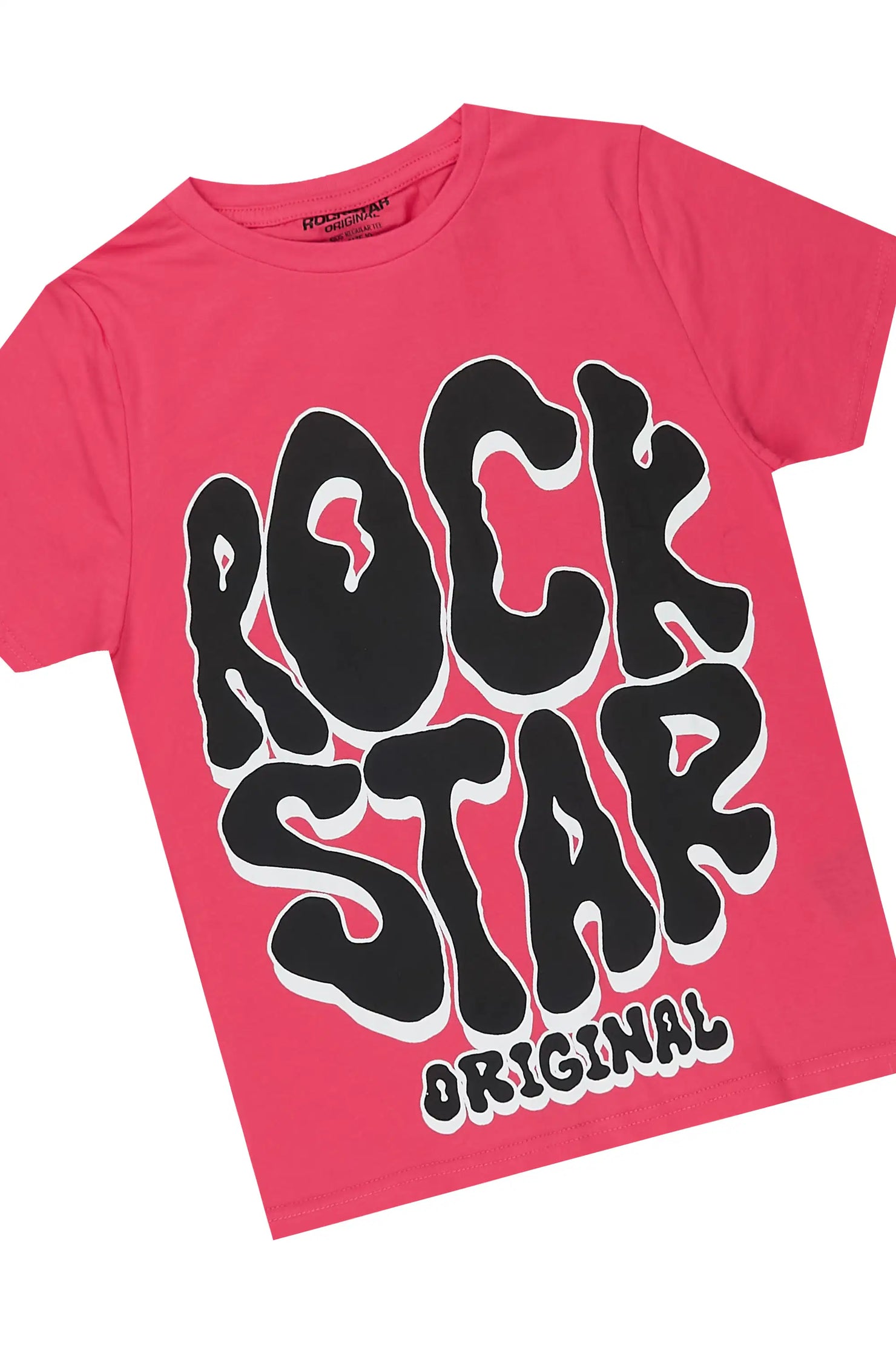 Girls Cassey Fuchsia/Black T-Shirt Stacked Jean Set