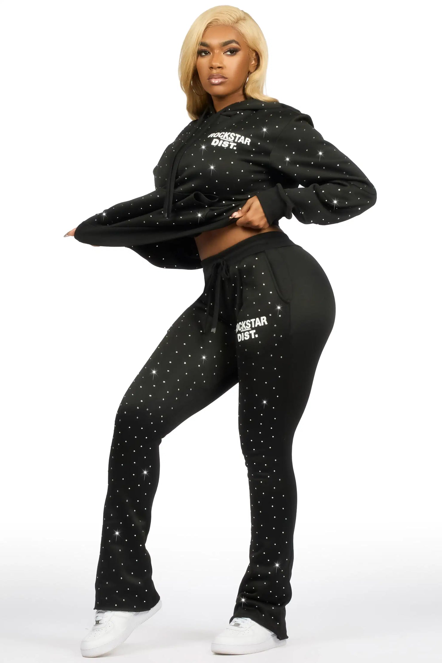 Shamoney Black Rhinestone Stacked Track Set