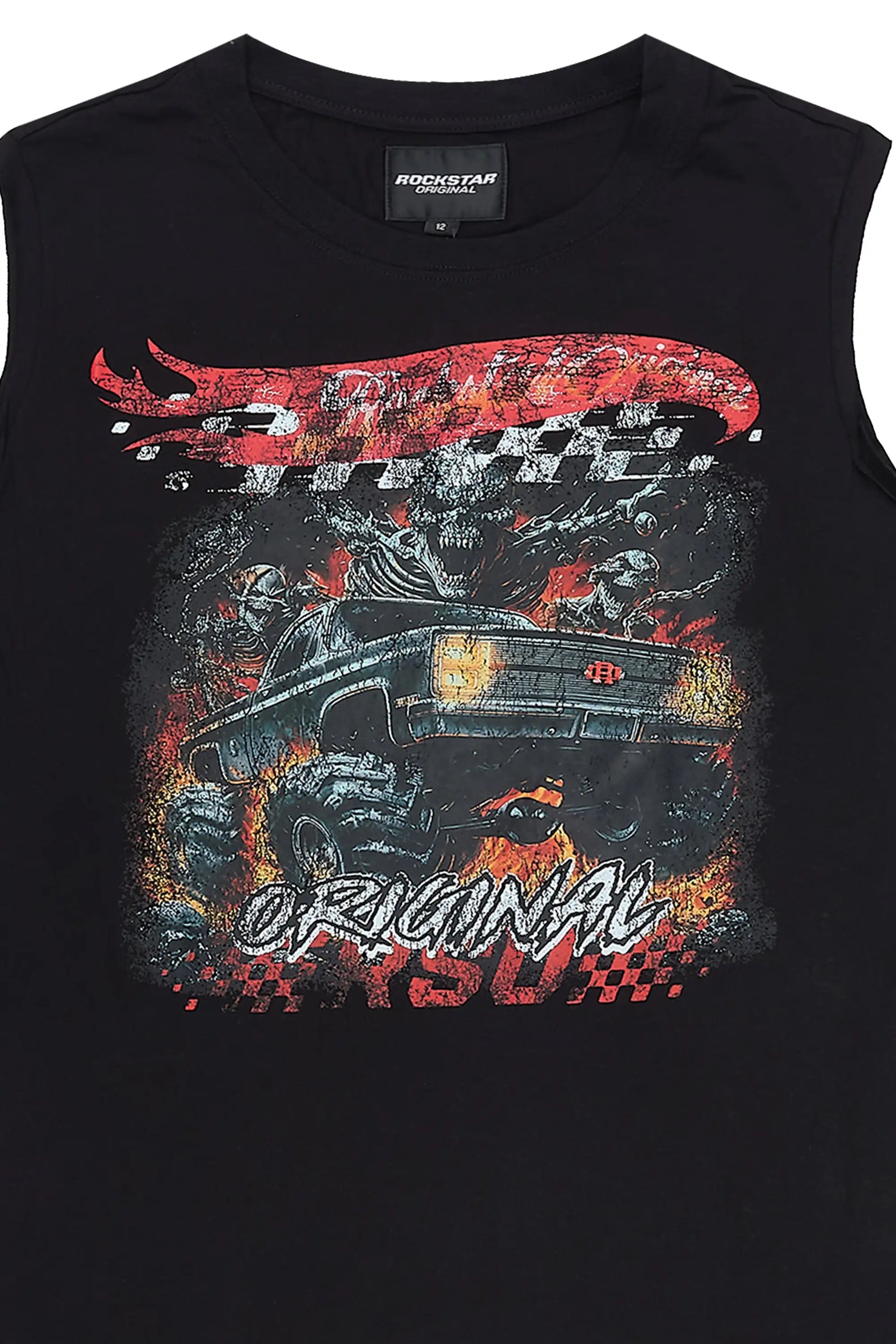 Boys Dremar Black Cut Off Graphic T-Shirt
