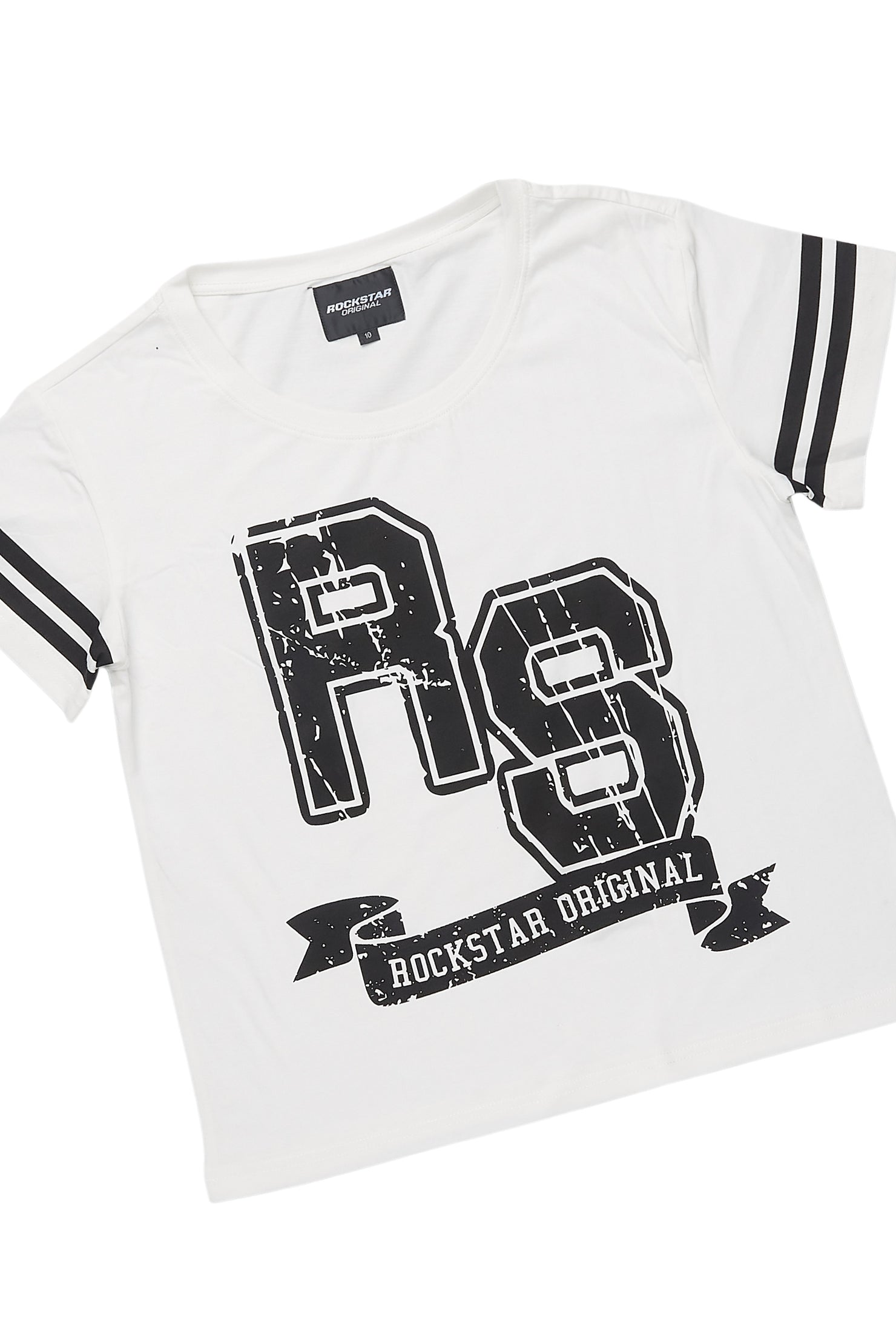 Boys White/Black Alik Crop Boxy Tee Short Set