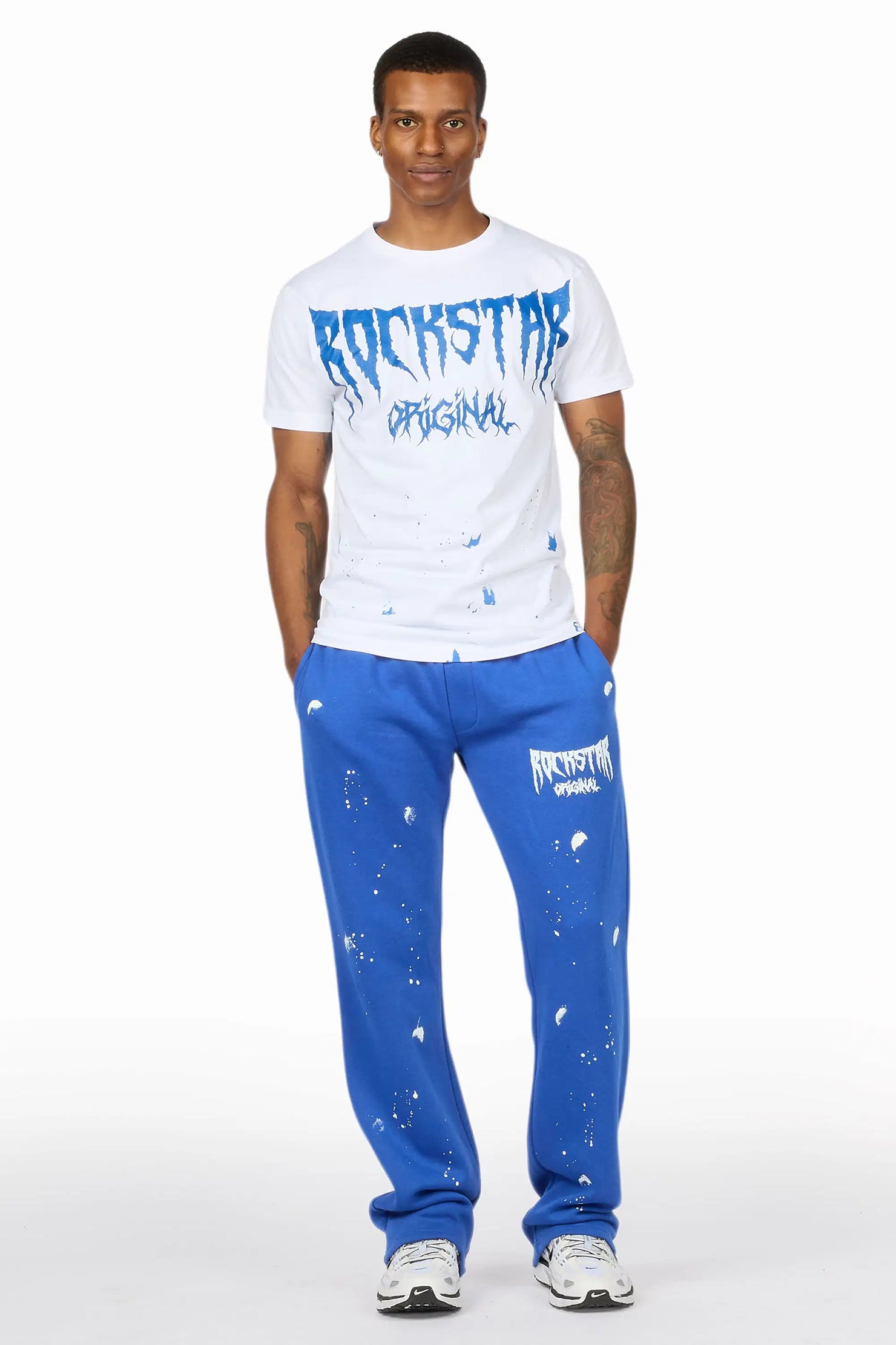 Twinkle White/Royal Blue T-Shirt/Relaxed Track Set