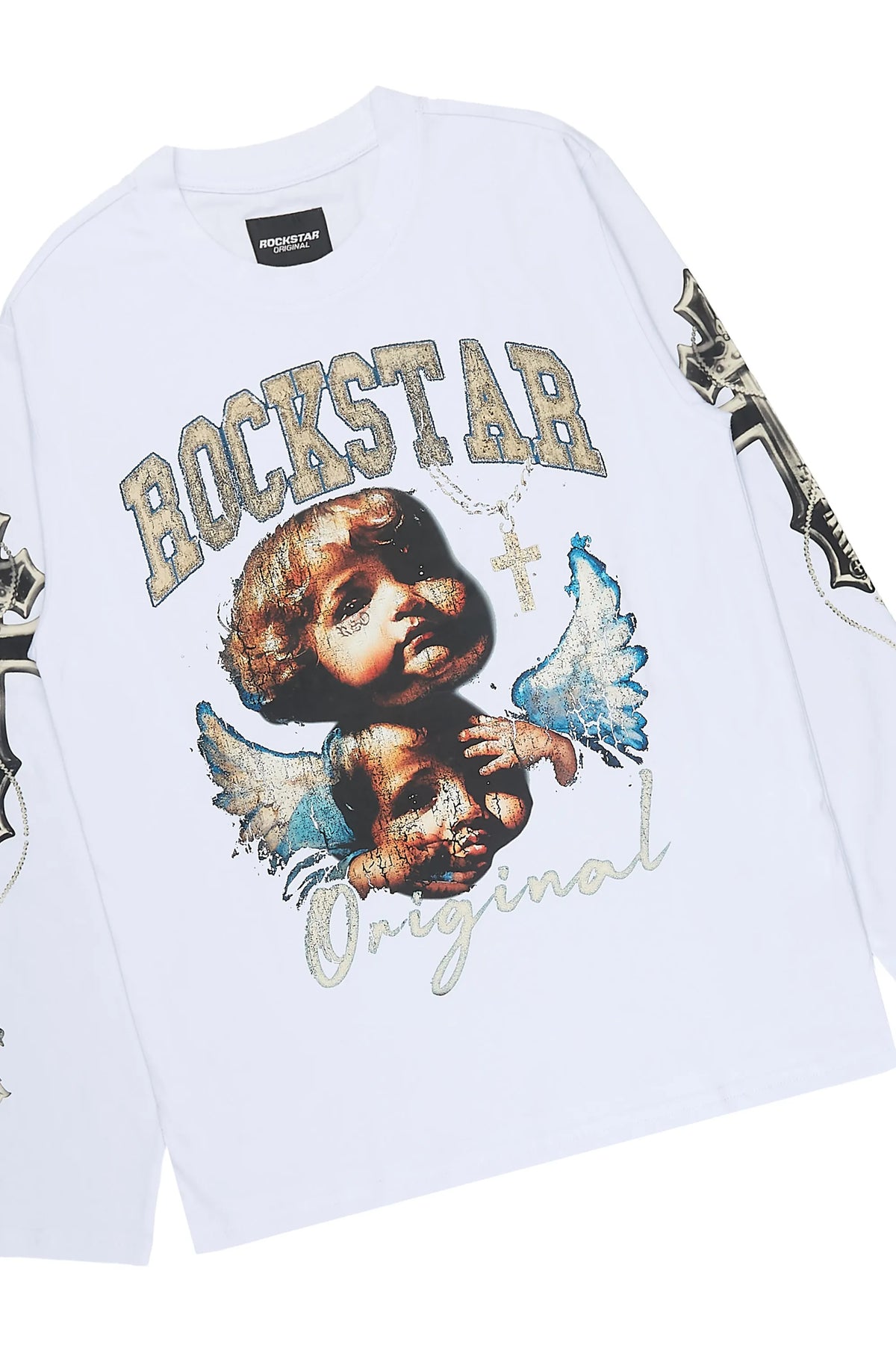 Boys Deiter White/Black Long Sleeve Graphic T-Shirt Track Set