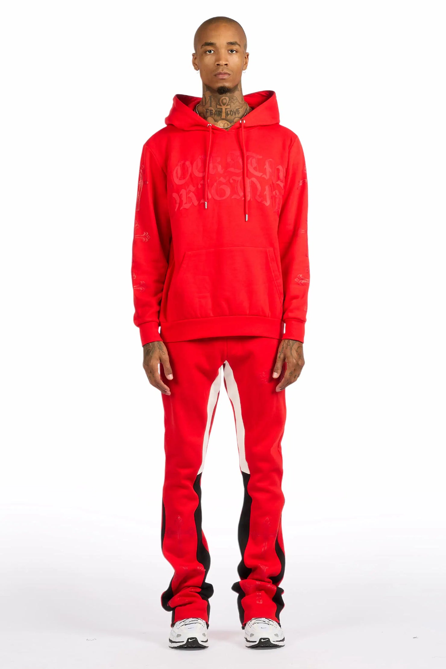 Michael Red Hoodie/Stacked Flare Track Set