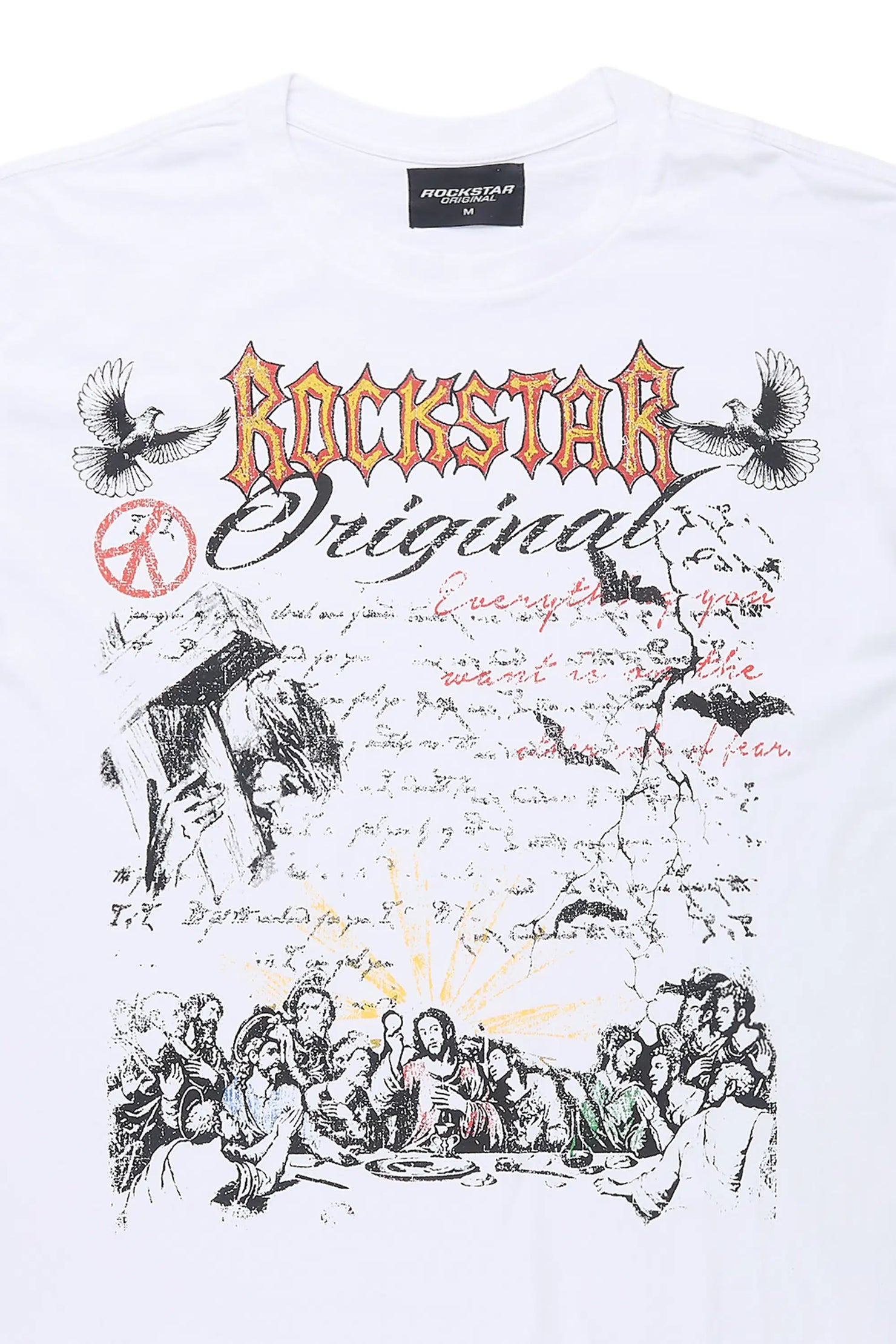 Supper Sketch White Oversized Graphic T-Shirt