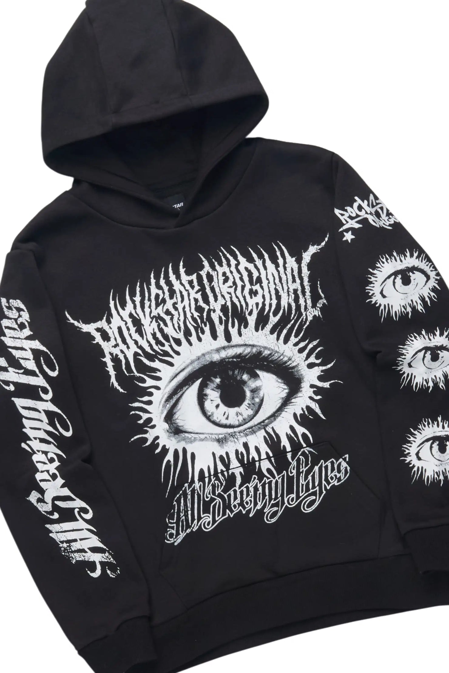 Boys All Eyes Black Hoodie & Dalai Multi Stacked Jean Set