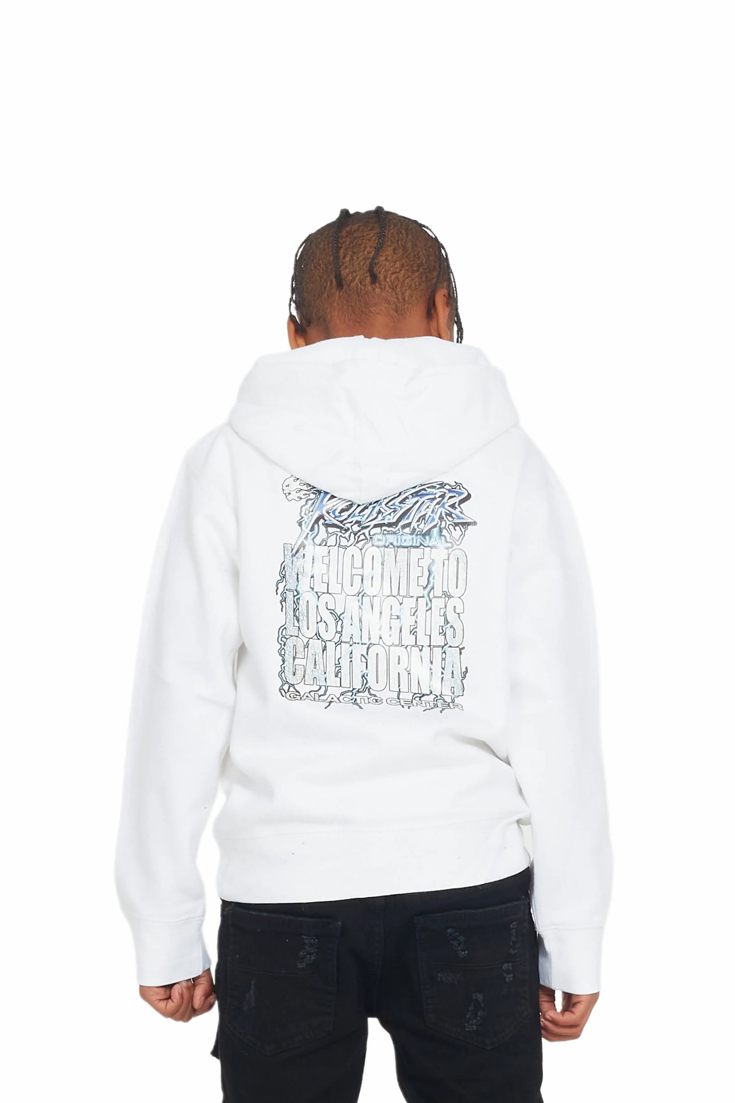 Boys Khai White Graphic Hoodie