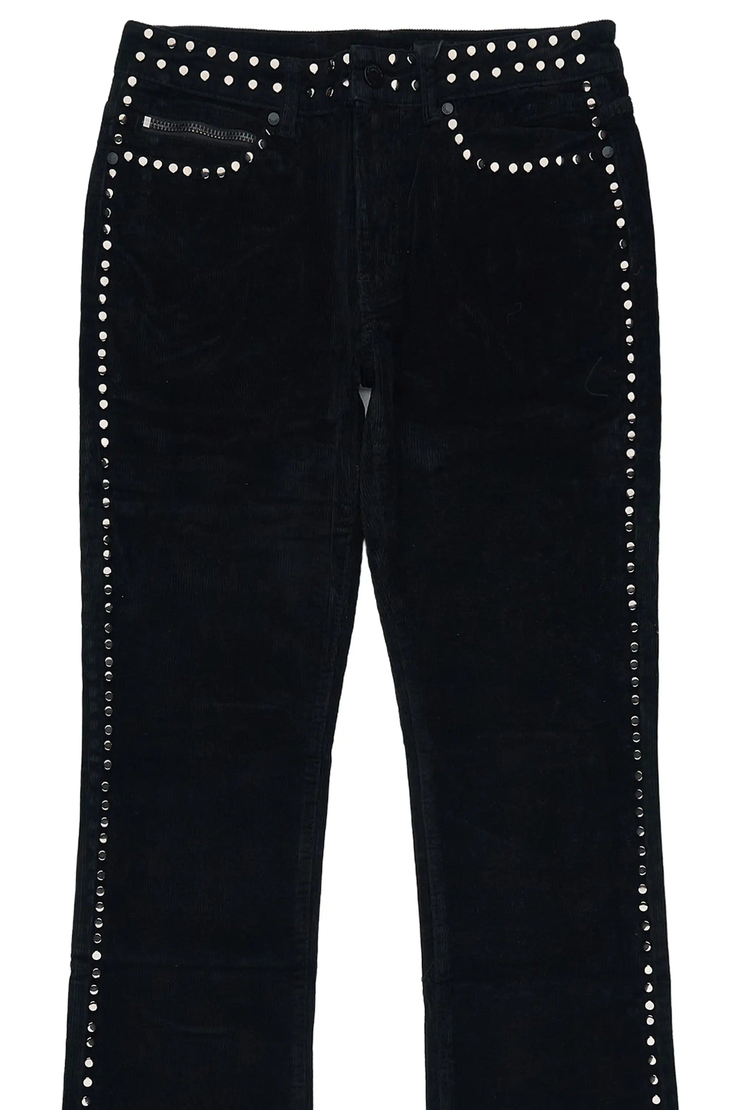 Vaile Jet Black Studded Stacked Flare Jean
