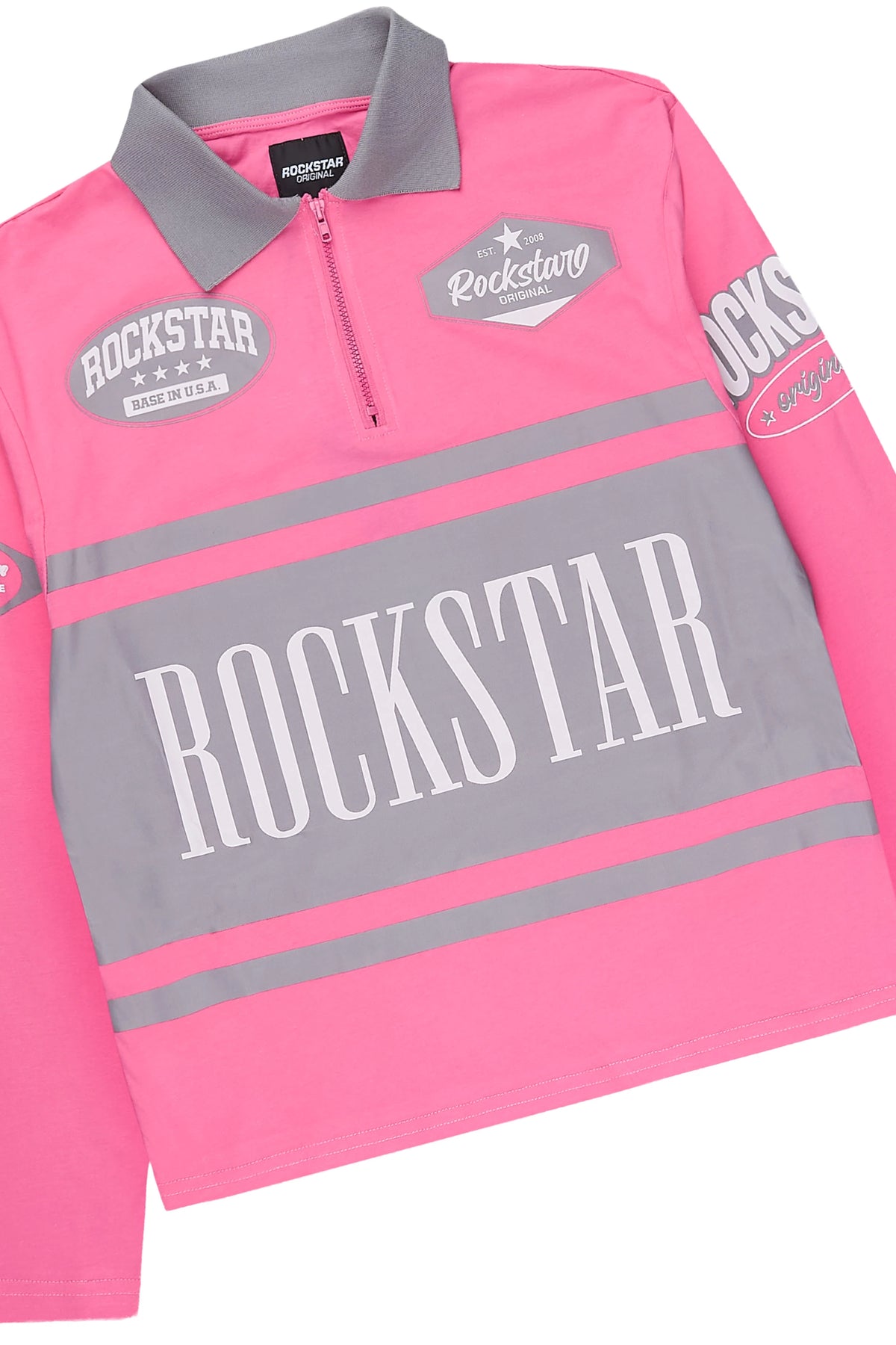 Girls Versenya Bubblegum/Grey Long Sleeve Polo Track Set