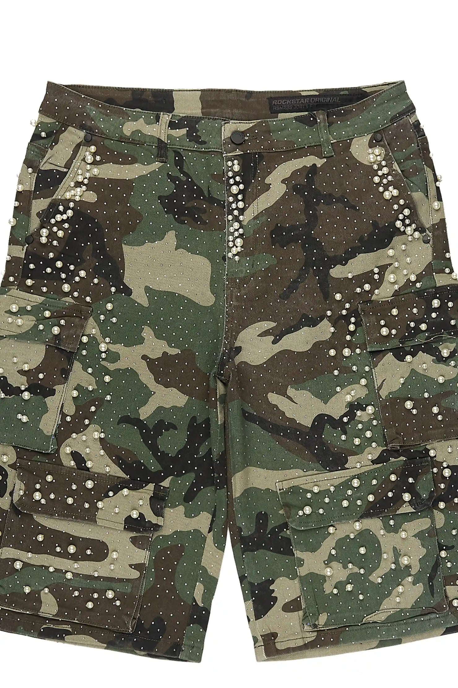 Semental Faded Camo Rhinestone Jort