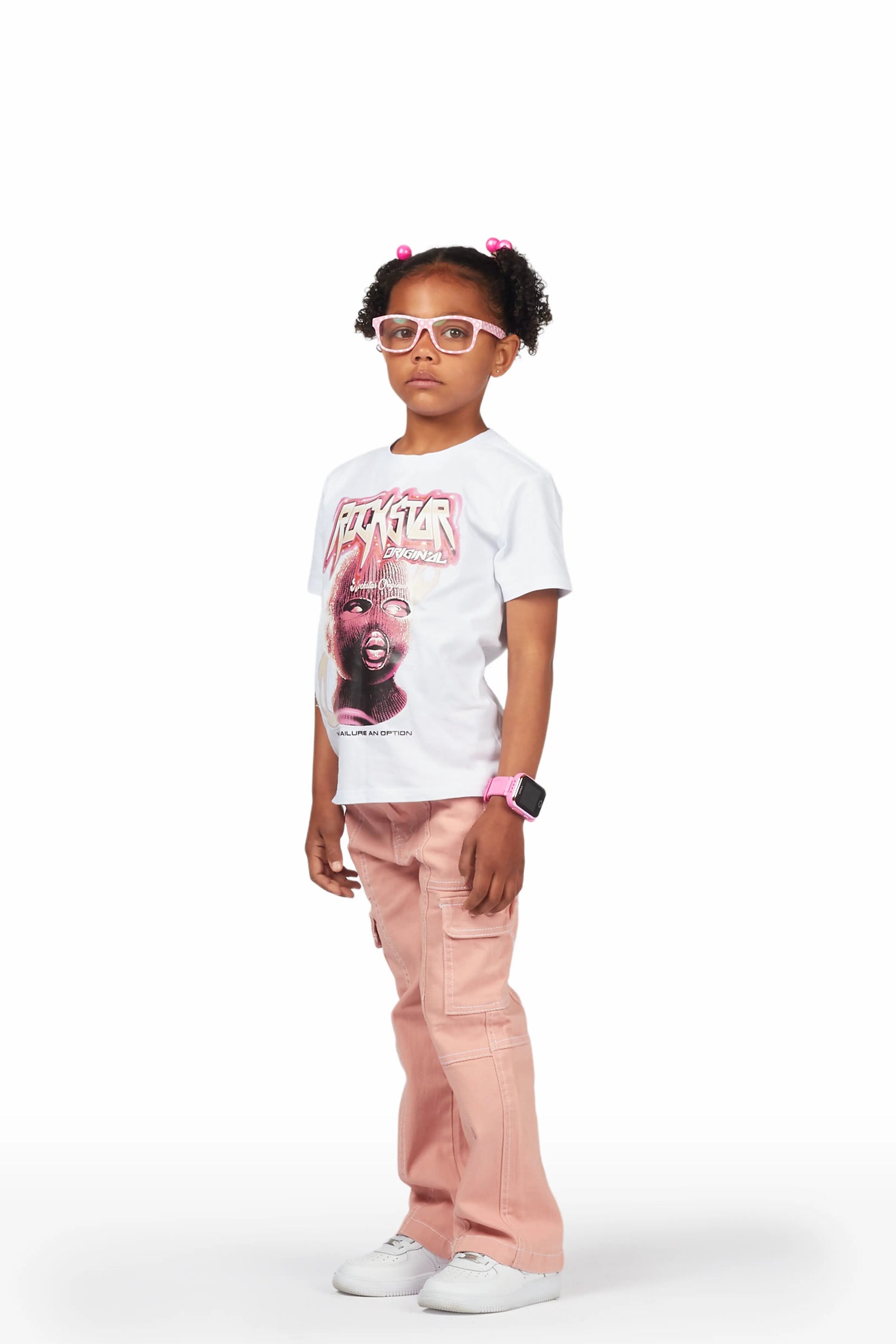 Girls Karasi White/Pink T-Shirt/Jean Set