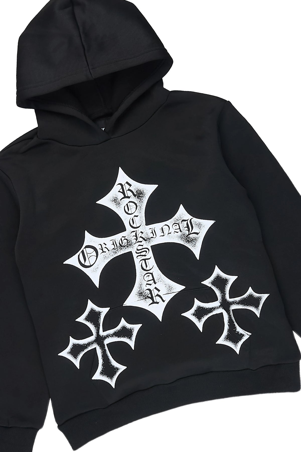Boys Marizon Black Hoodie Stacked Track Set
