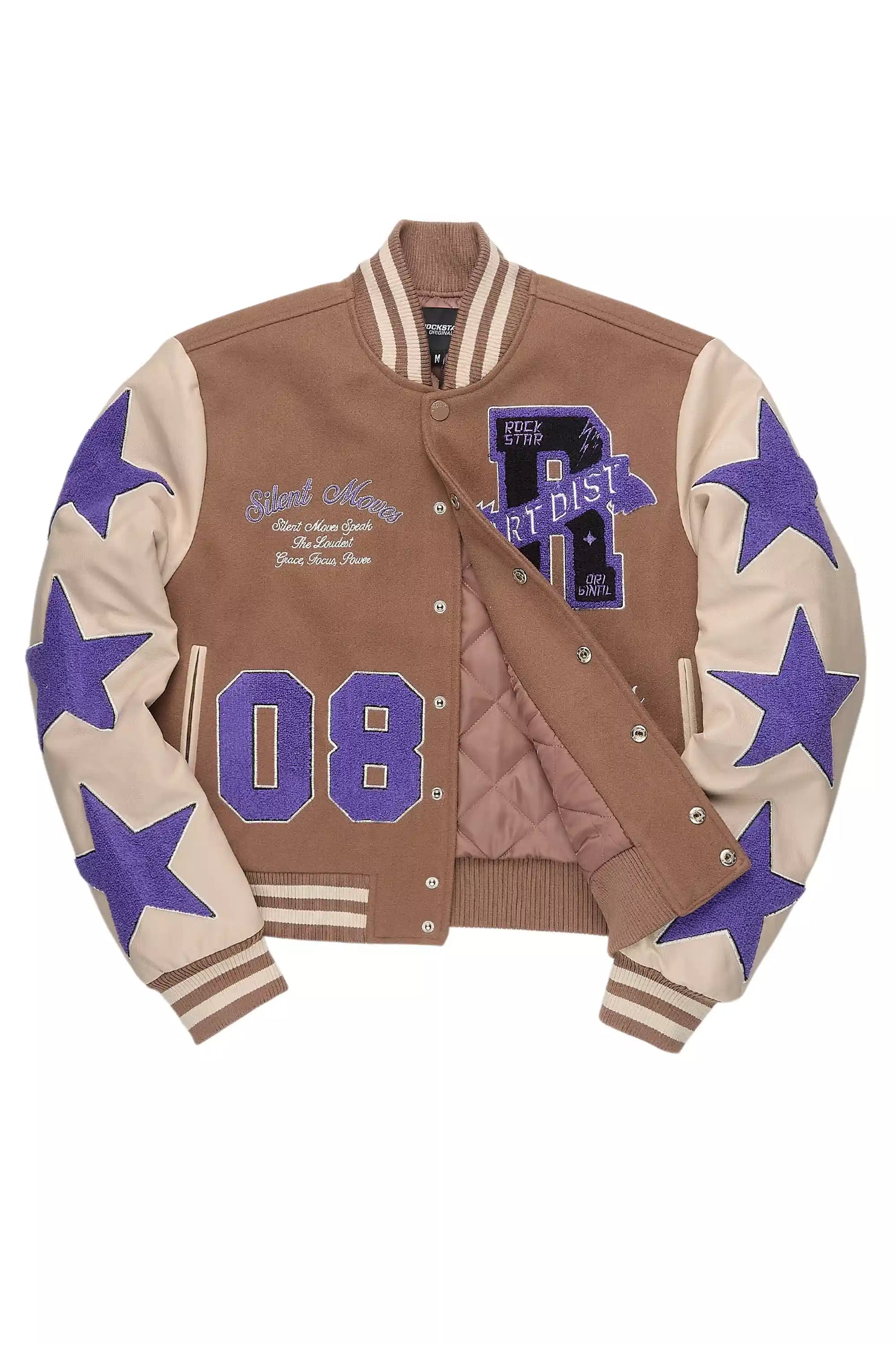 Krystle Mocha Oversized Varsity Jacket