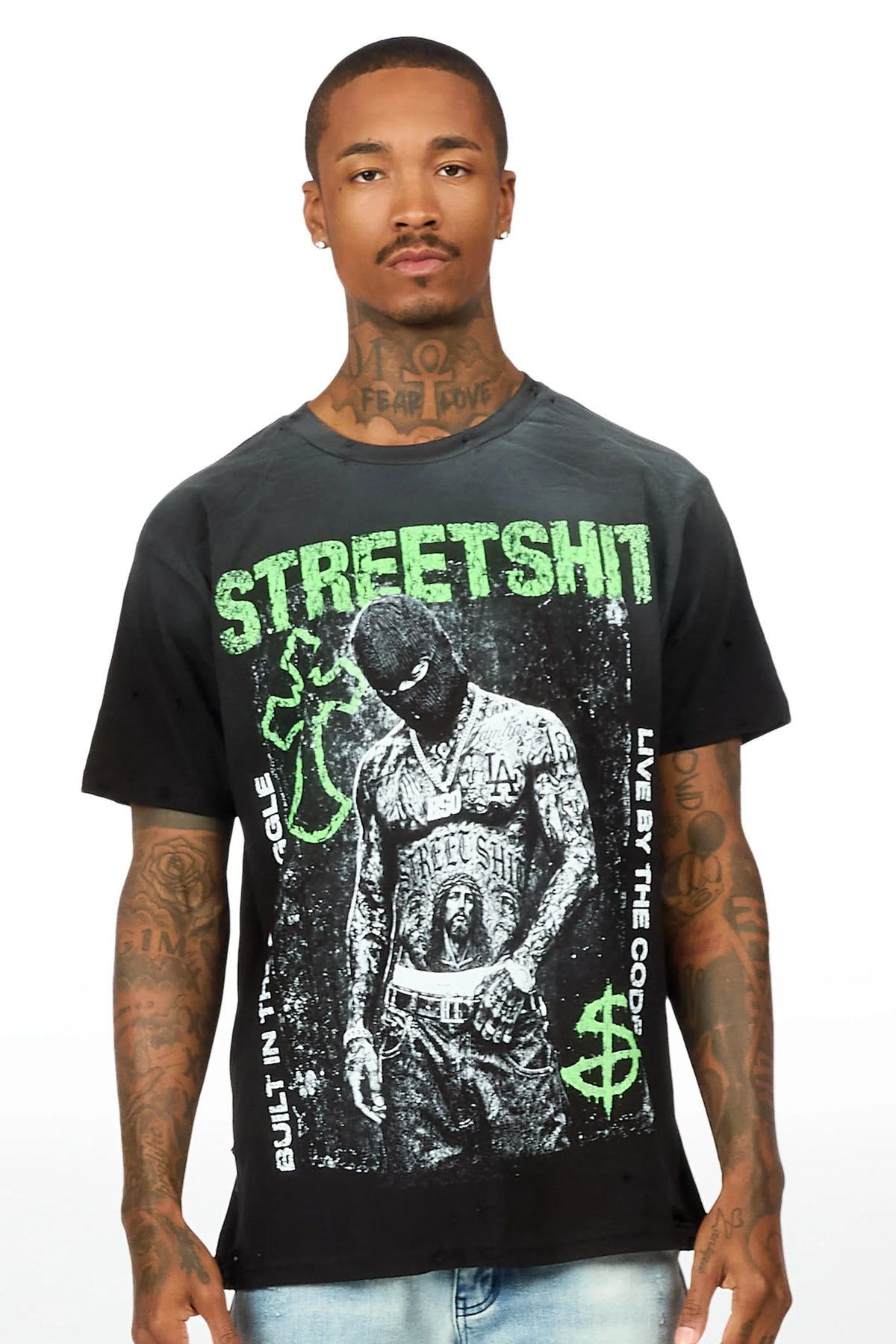 Kace Black Oversized Graphic T-Shirt