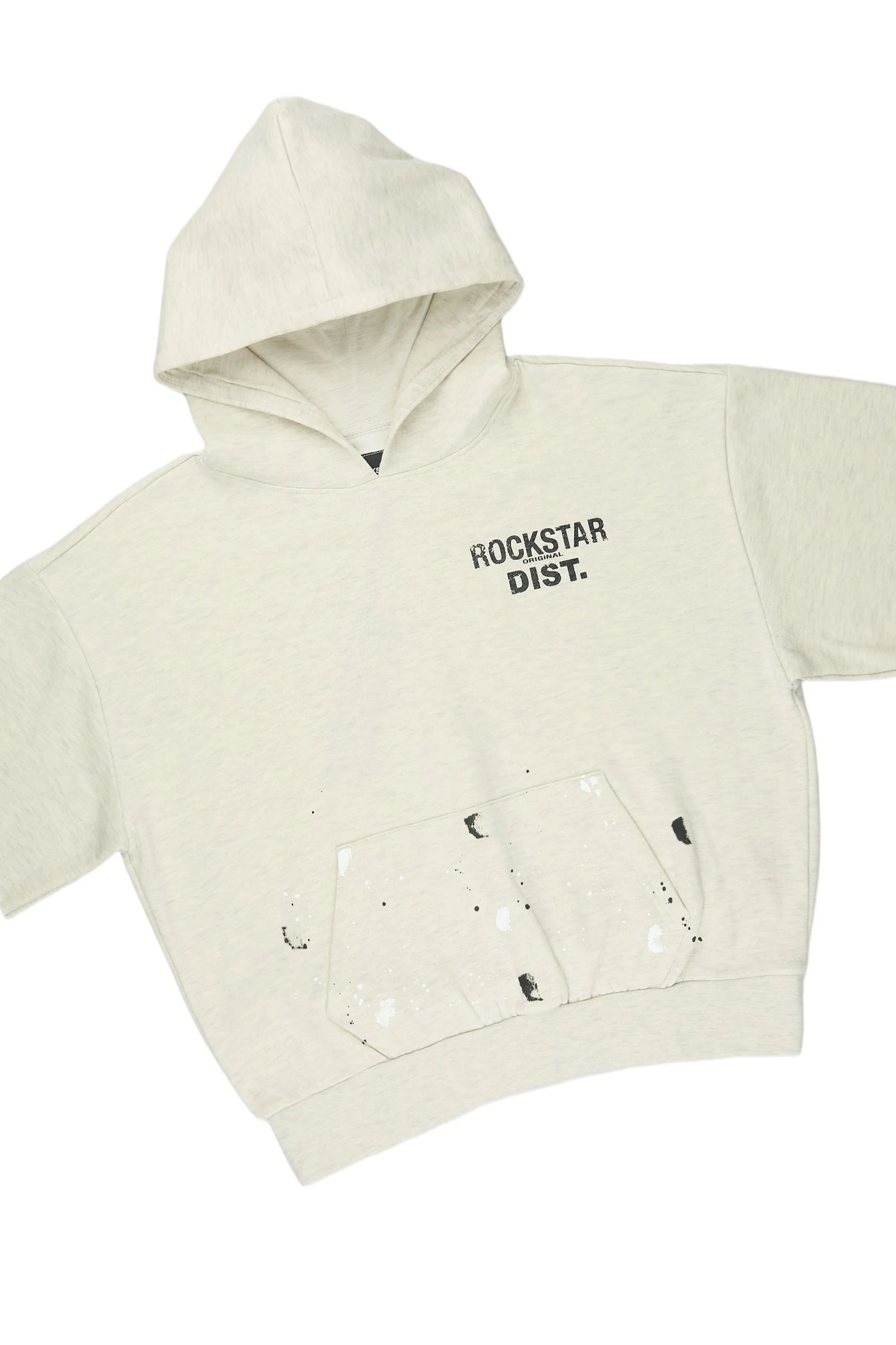 Raffer Light Oatmeal Cut Sleeve Hoodie Short Set