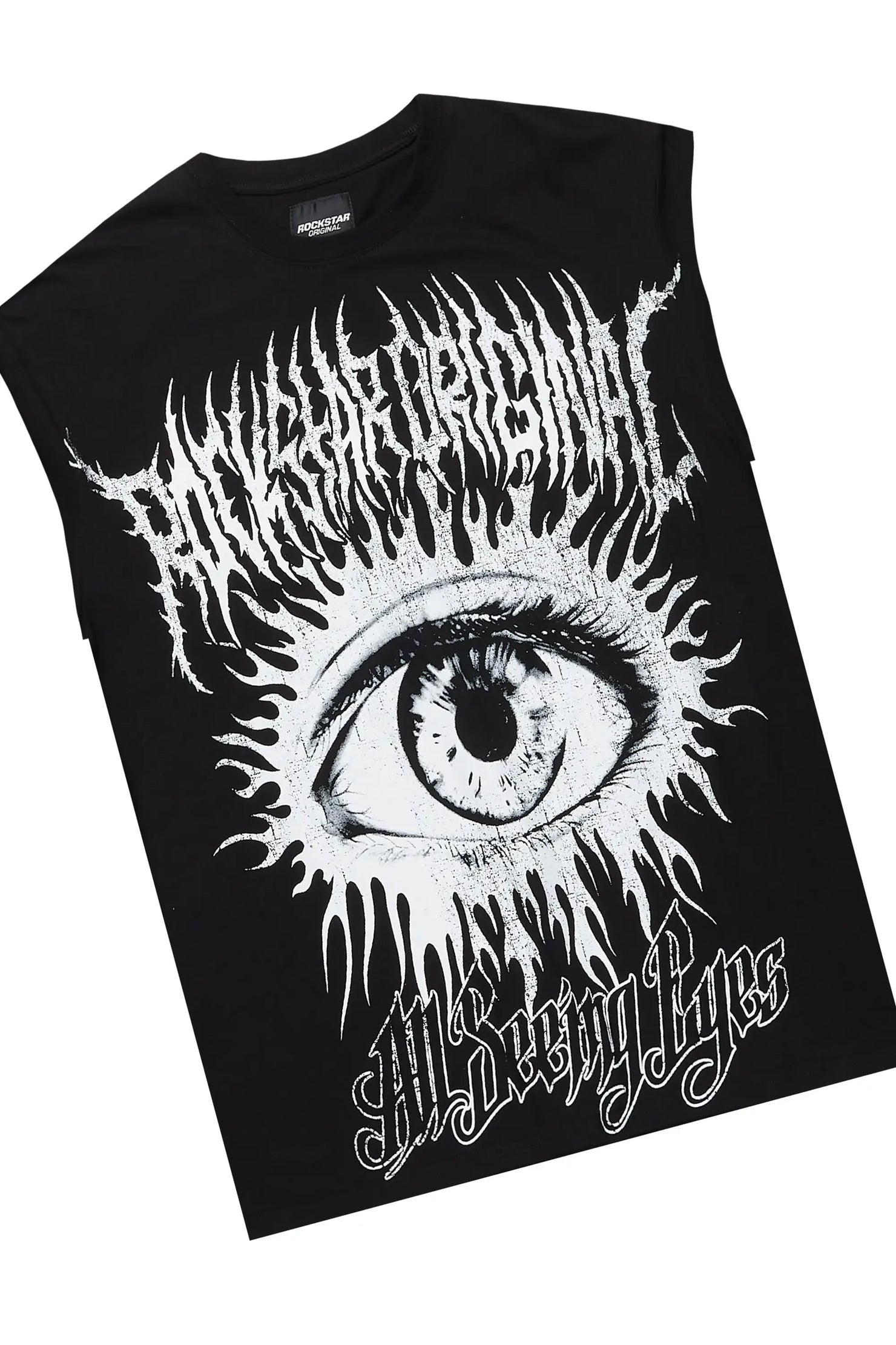 All Seeing Eyes Black Cut Sleeve Short Set