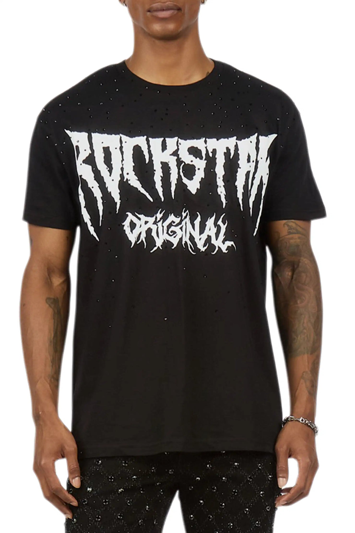 Andros 2.0 Black/White Rhinestone Oversized Graphic T-Shirt