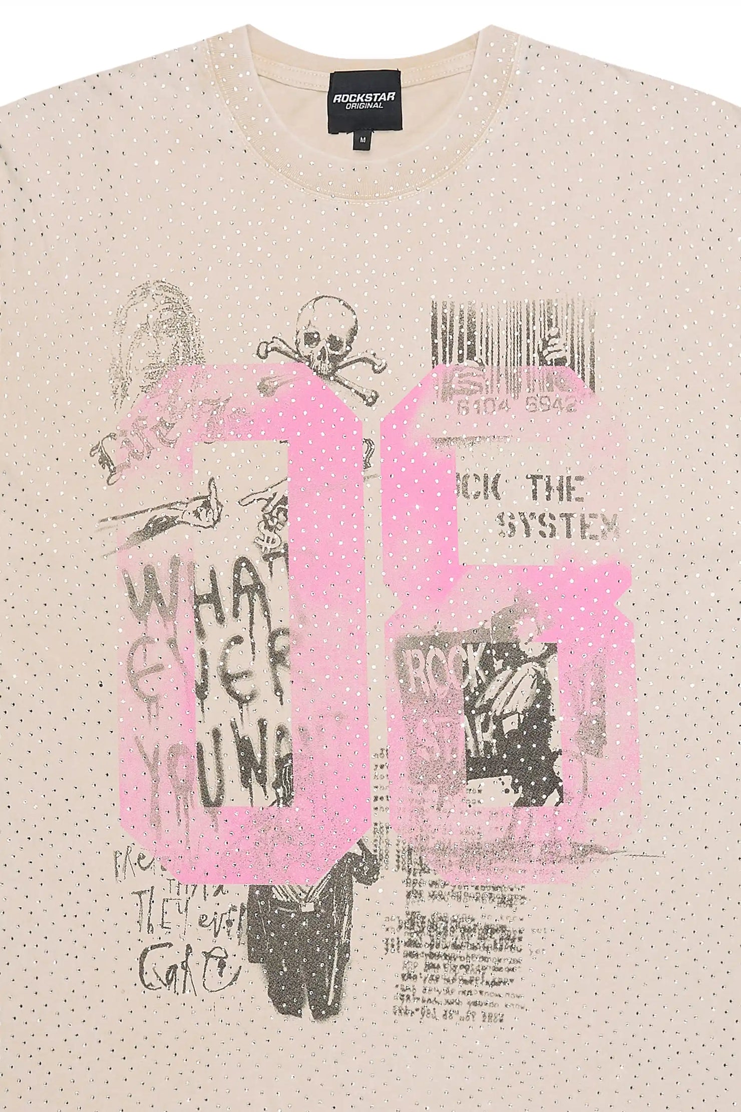 Kammile Beige Rhinestone T-Shirt