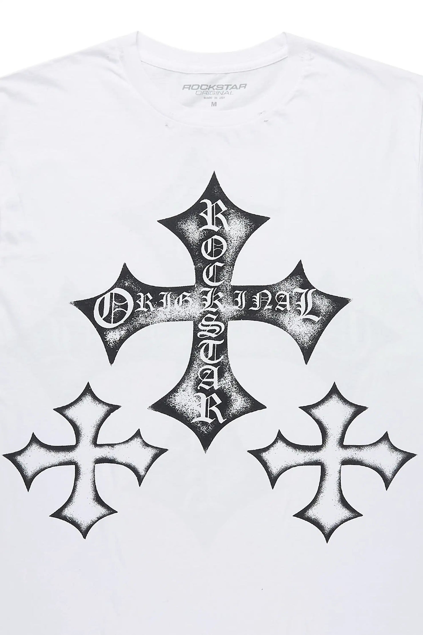 Marizon White/Black Oversized Distressed Graphic T-Shirt
