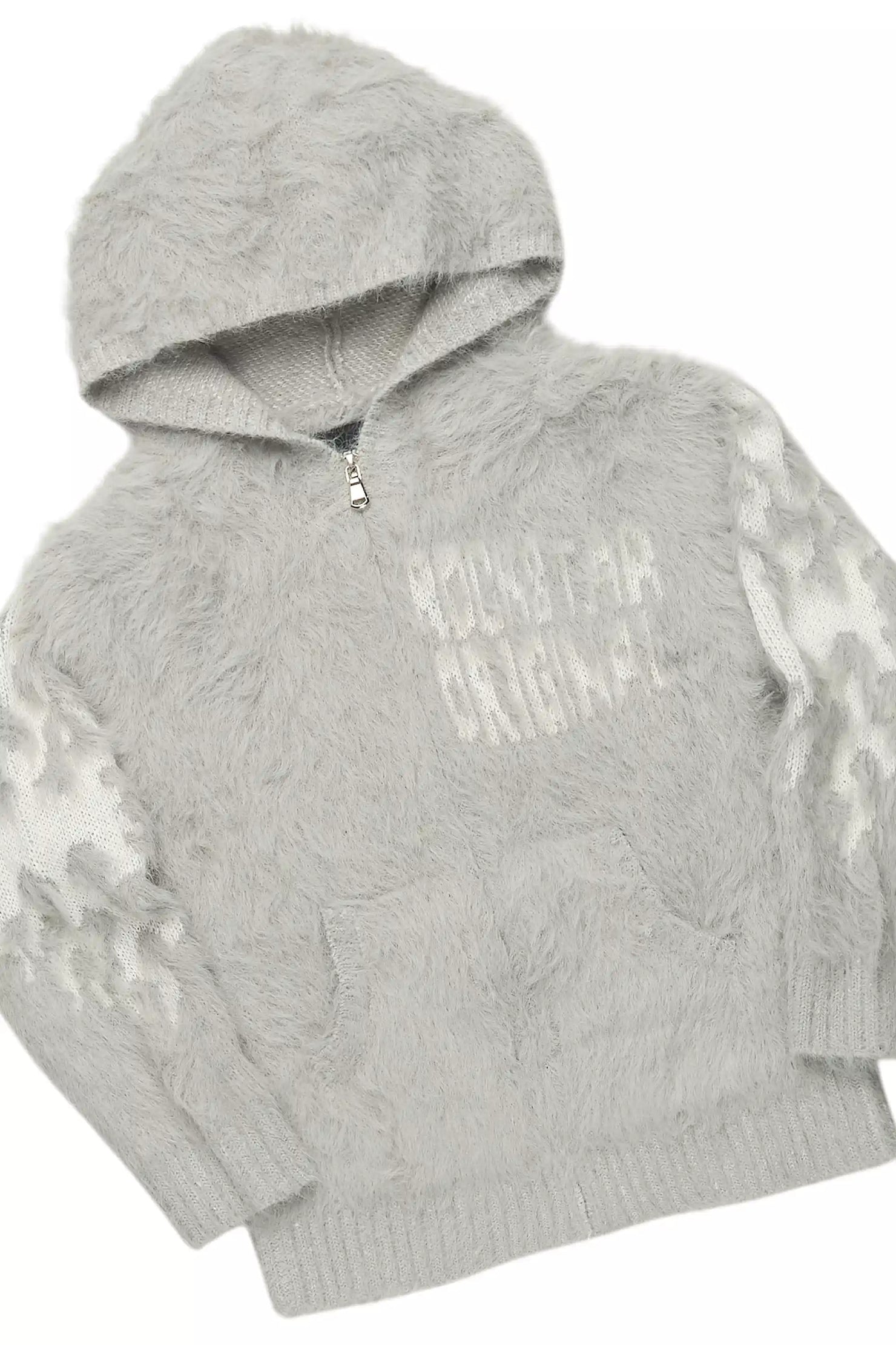 Boys Toshio Grey Stacked Flare Knitted Mohair Track Set