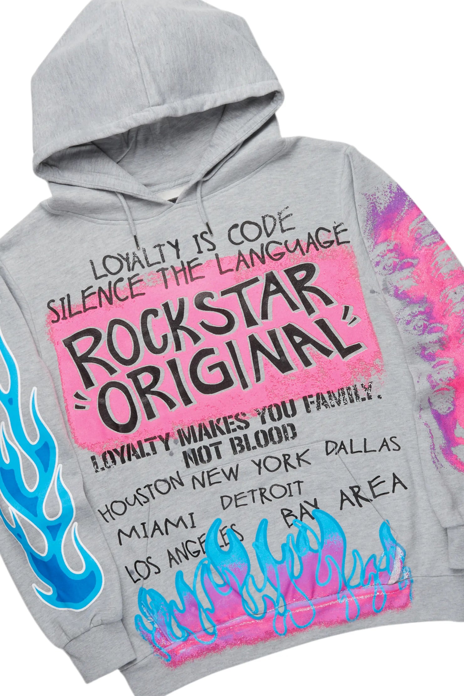 Beno Heather Grey Stacked Flare Hoodie Track Set