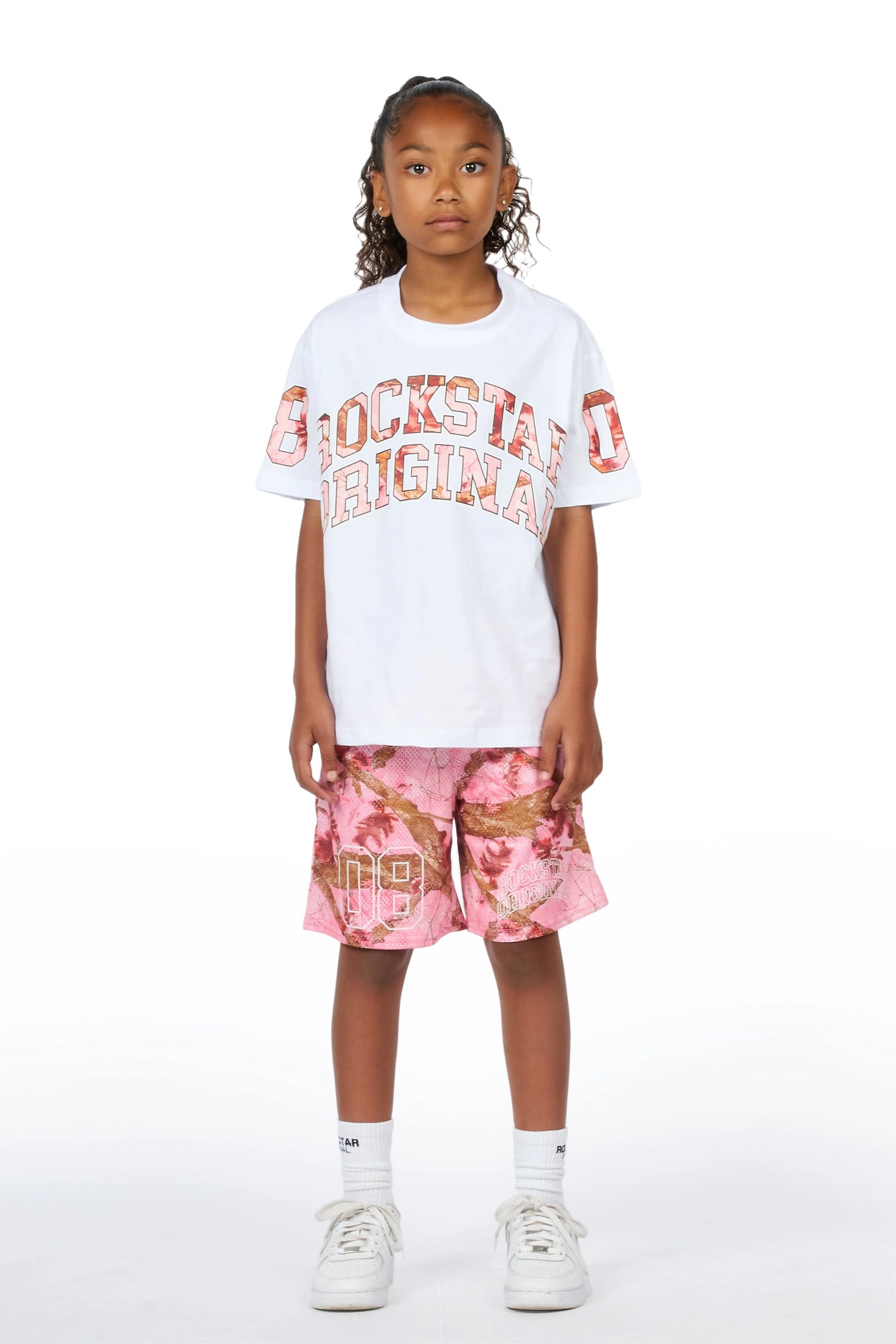 Girls Nikya White T-Shirt Short Set
