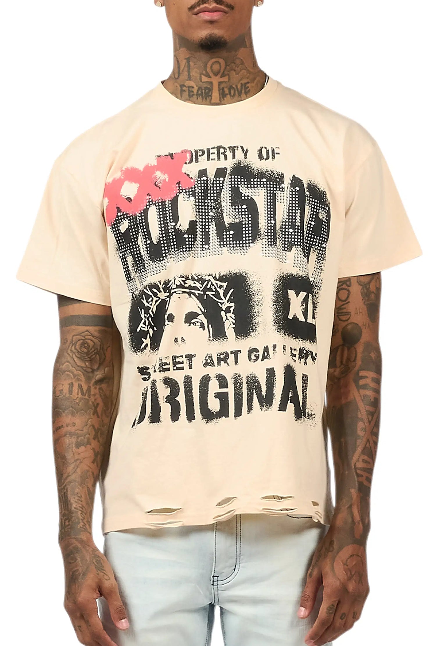 Kyo Beige Oversized Graphic T-Shirt