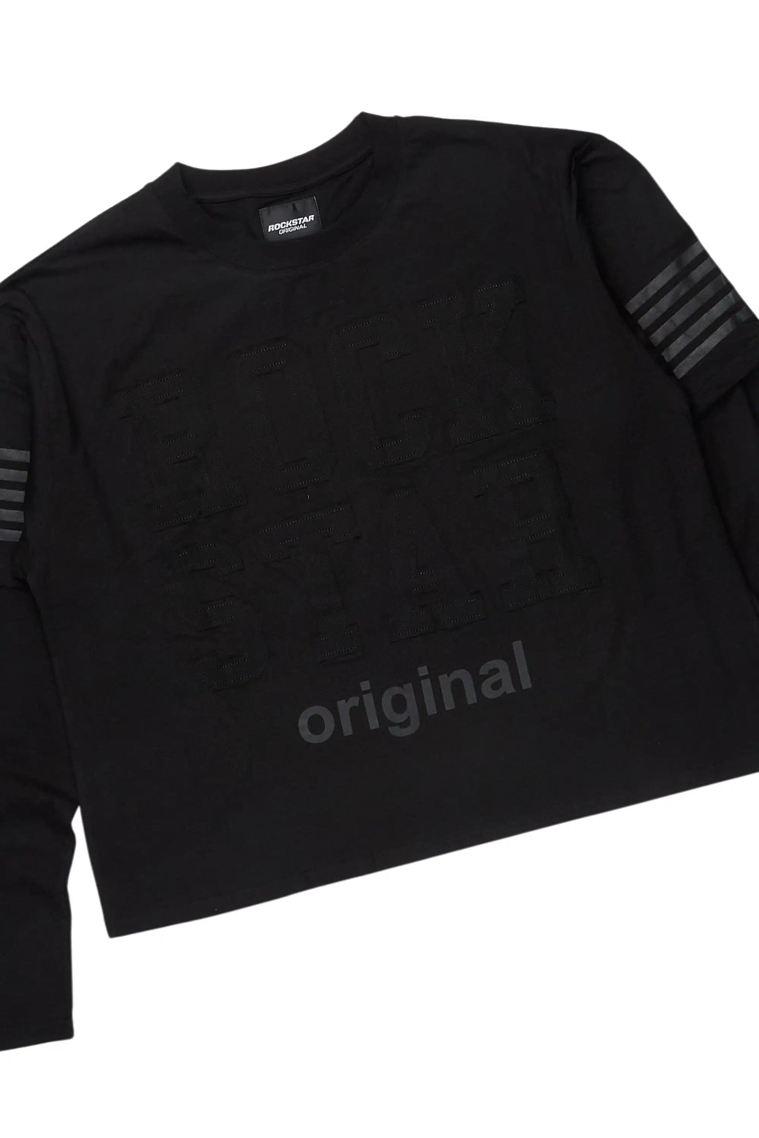 Rulik Black Double Layer T-Shirt/Baggy Stacked Track Set