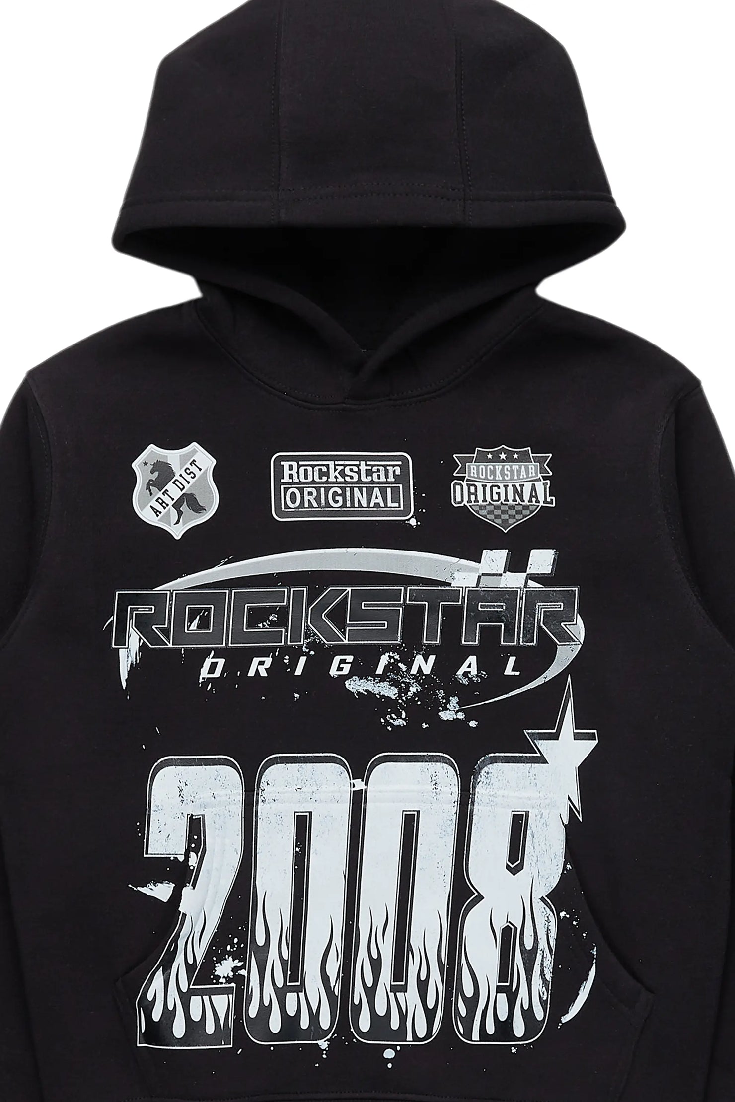 Boys Amos Black/White Graphic Hoodie