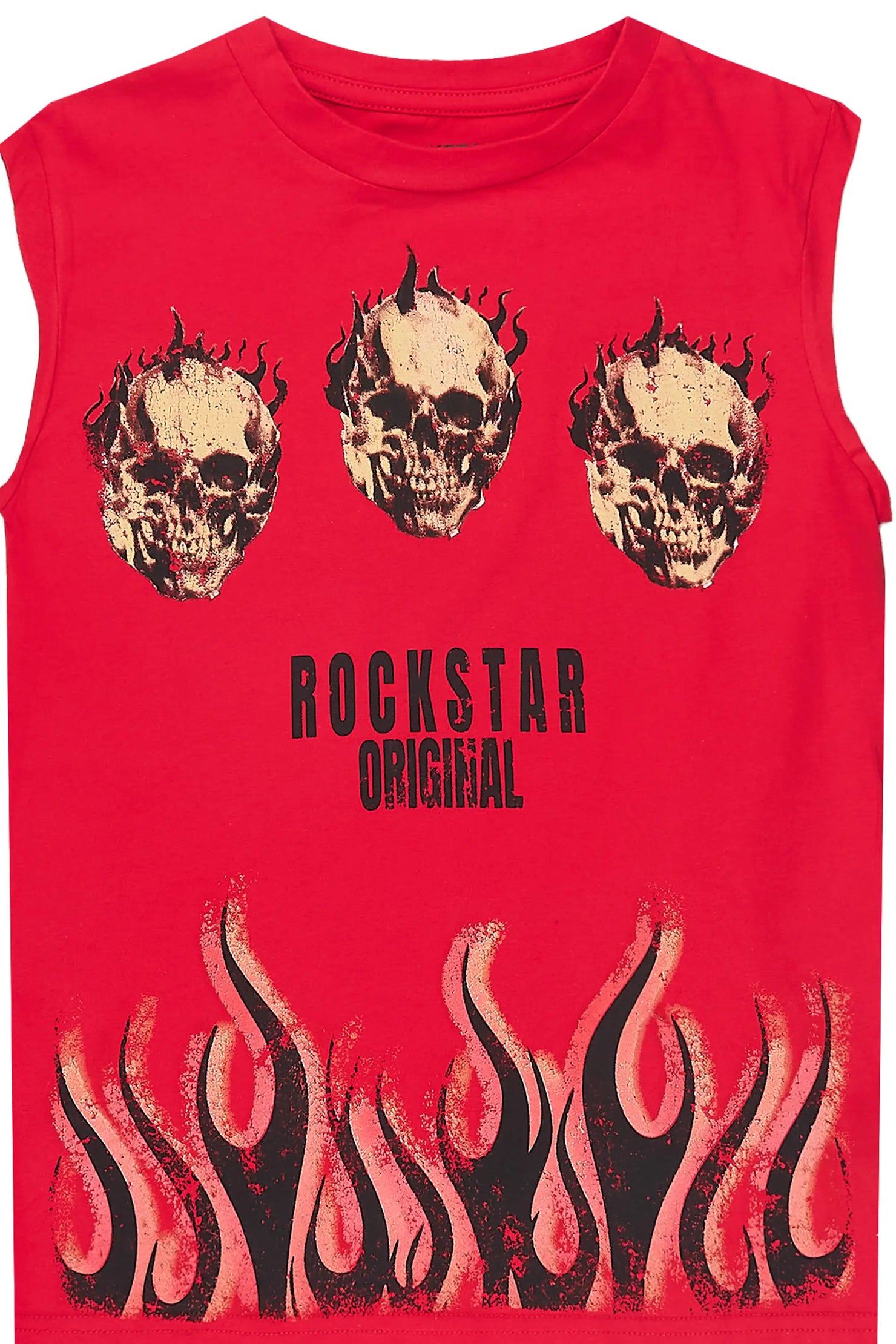Boys Maezar Red Cut Off Graphic T-Shirt