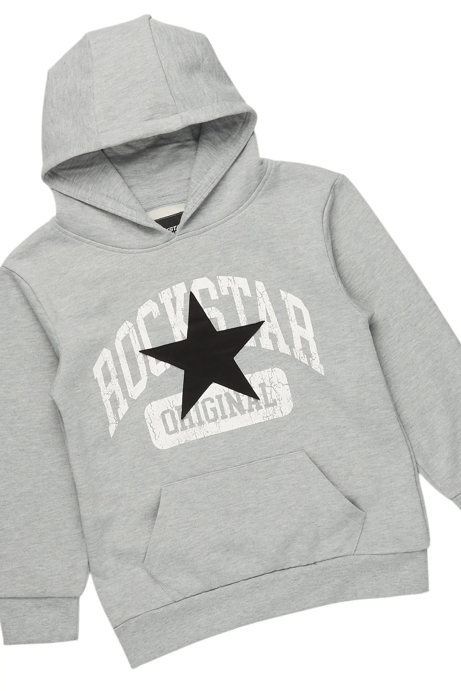 Boys Mallor Heather Grey Baggy Stacked Hoodie Track Set