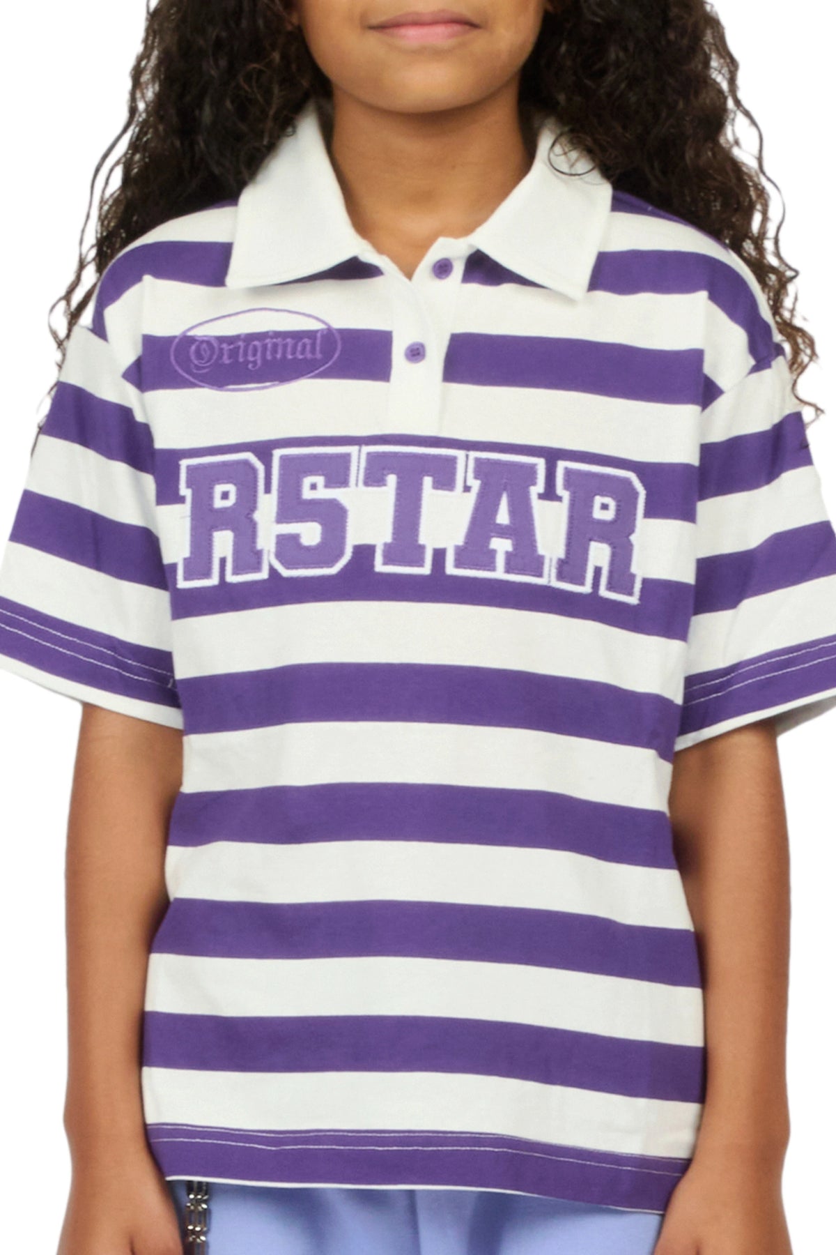 Girls Fintan Purple/Cream Polo